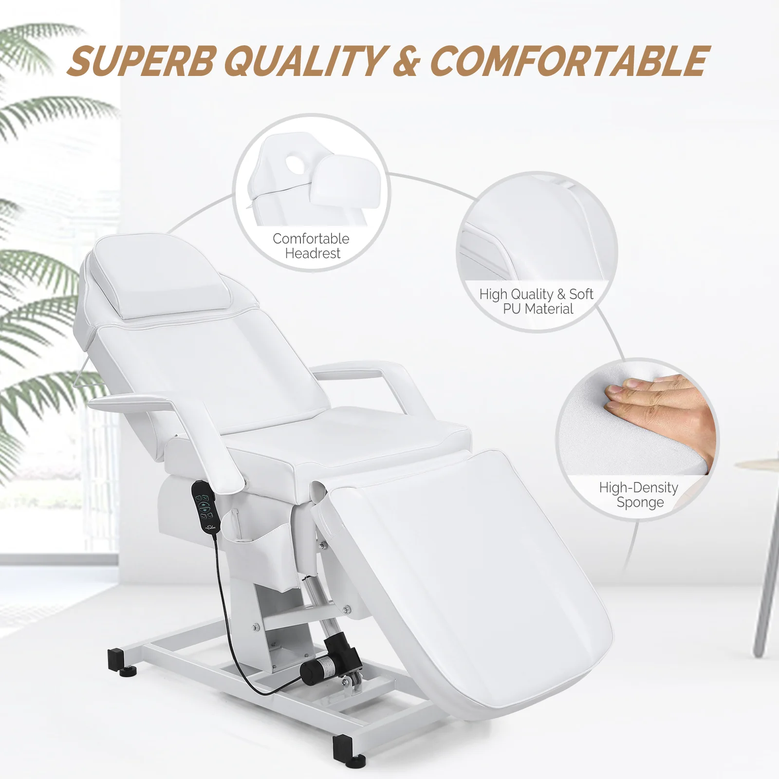 OmySalon FESB 75in Fully Electric Remote Adjustable Facial Massage Bed - Image 5