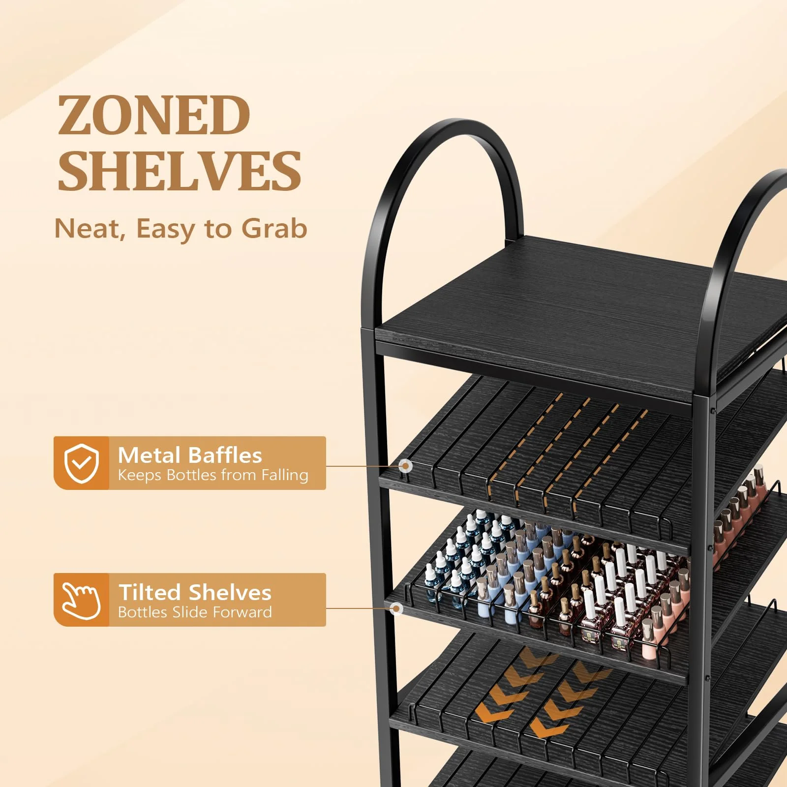 OmySalon 8-Tier Rolling Nail Polish & Powder Display Organizer Rack with Wheels - Image 13