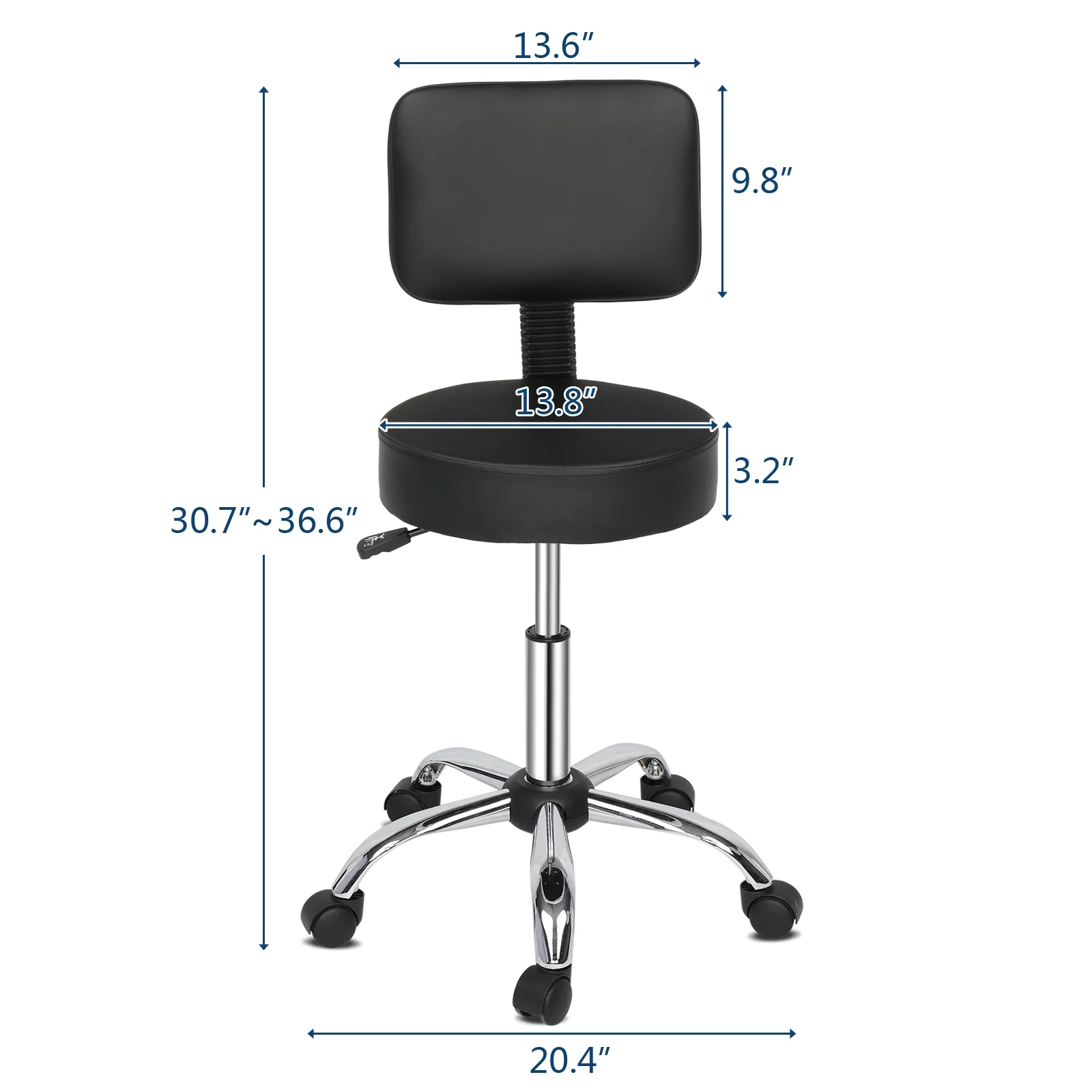 OmySalon Modern Height Adjustable Rotation Salon Round Bar Stool with Back - Image 3