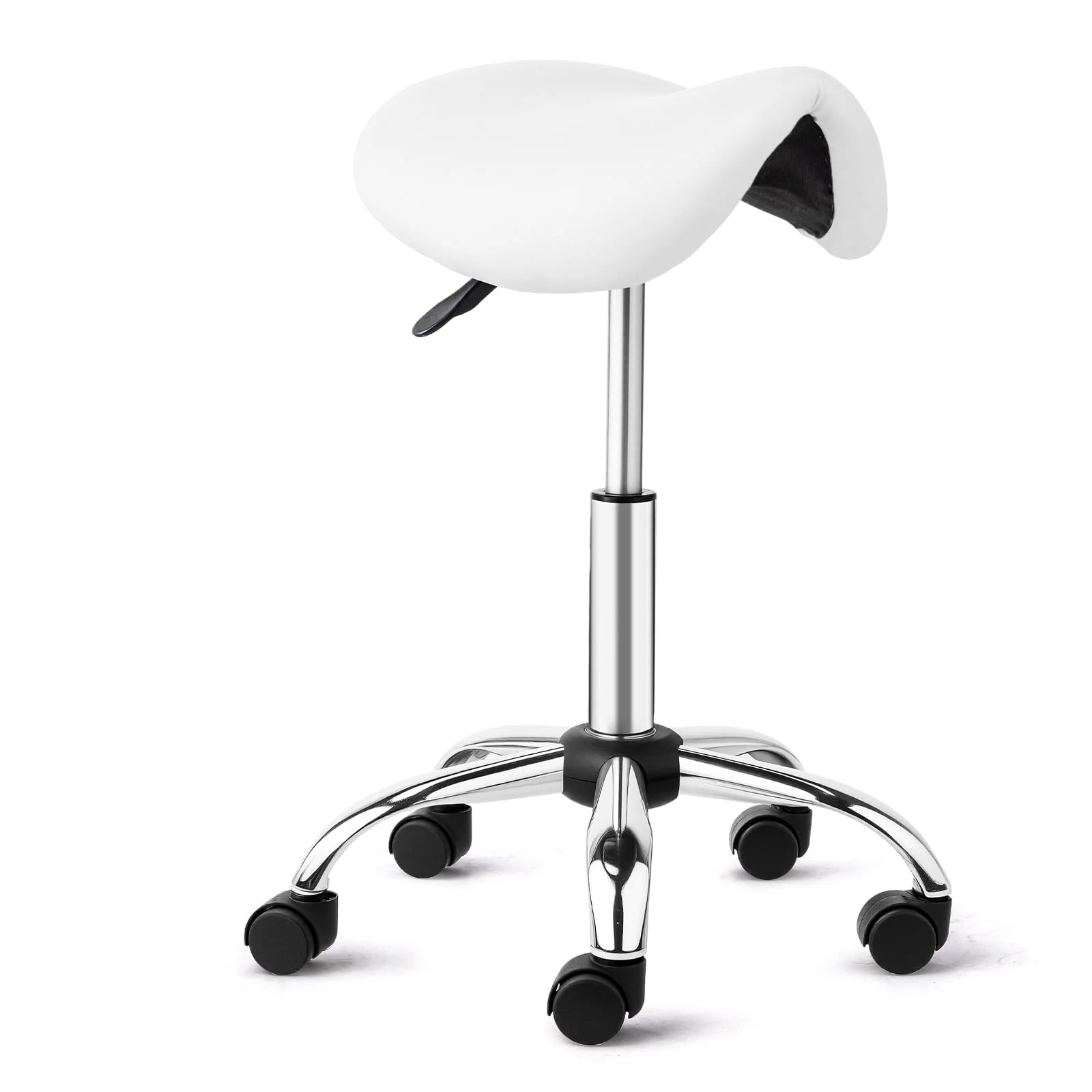 OmySalon Hydraulic Adjustable Rolling Saddle Stool with Swivel Wheels - Image 9