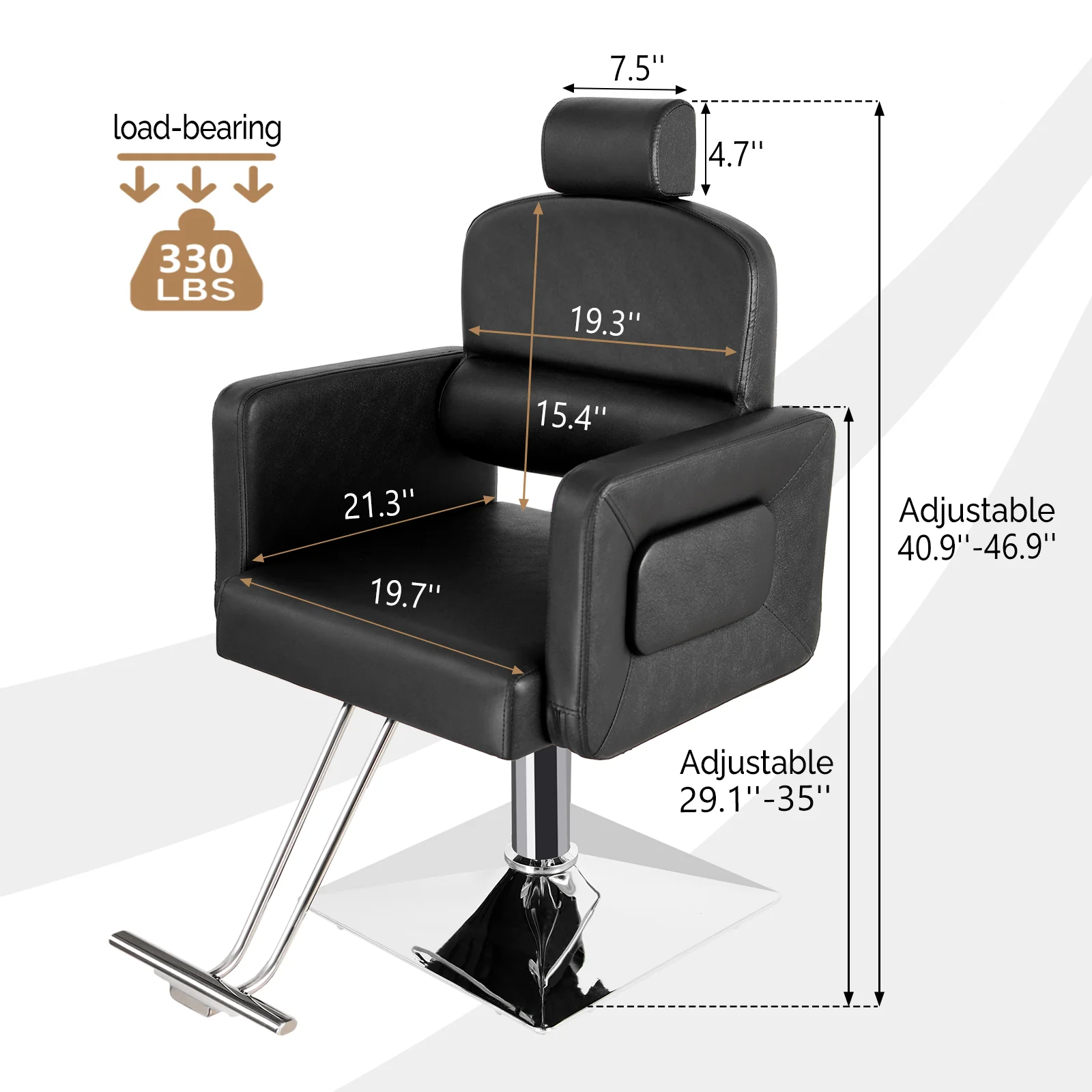 OmySalon SC1801 All Purpose Heavy Duty Reclining Minimalist Hair Salon Chair w/Headrest - Image 10