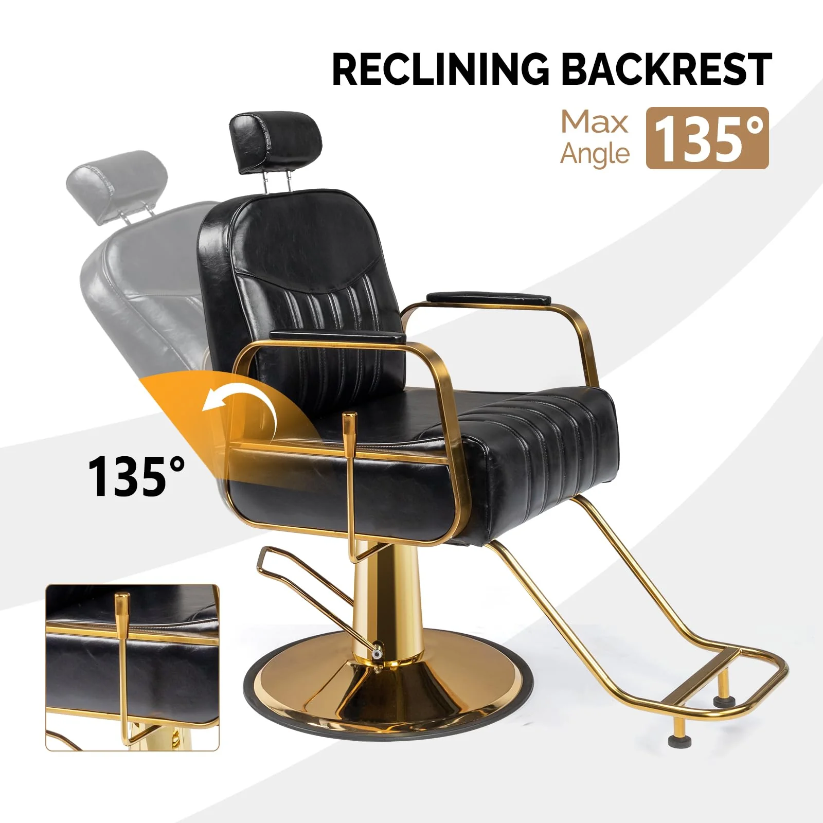 OmySalon SC2201 All Purpose Heavy Duty Reclining Hair Salon Chair w/Headrest - Image 8