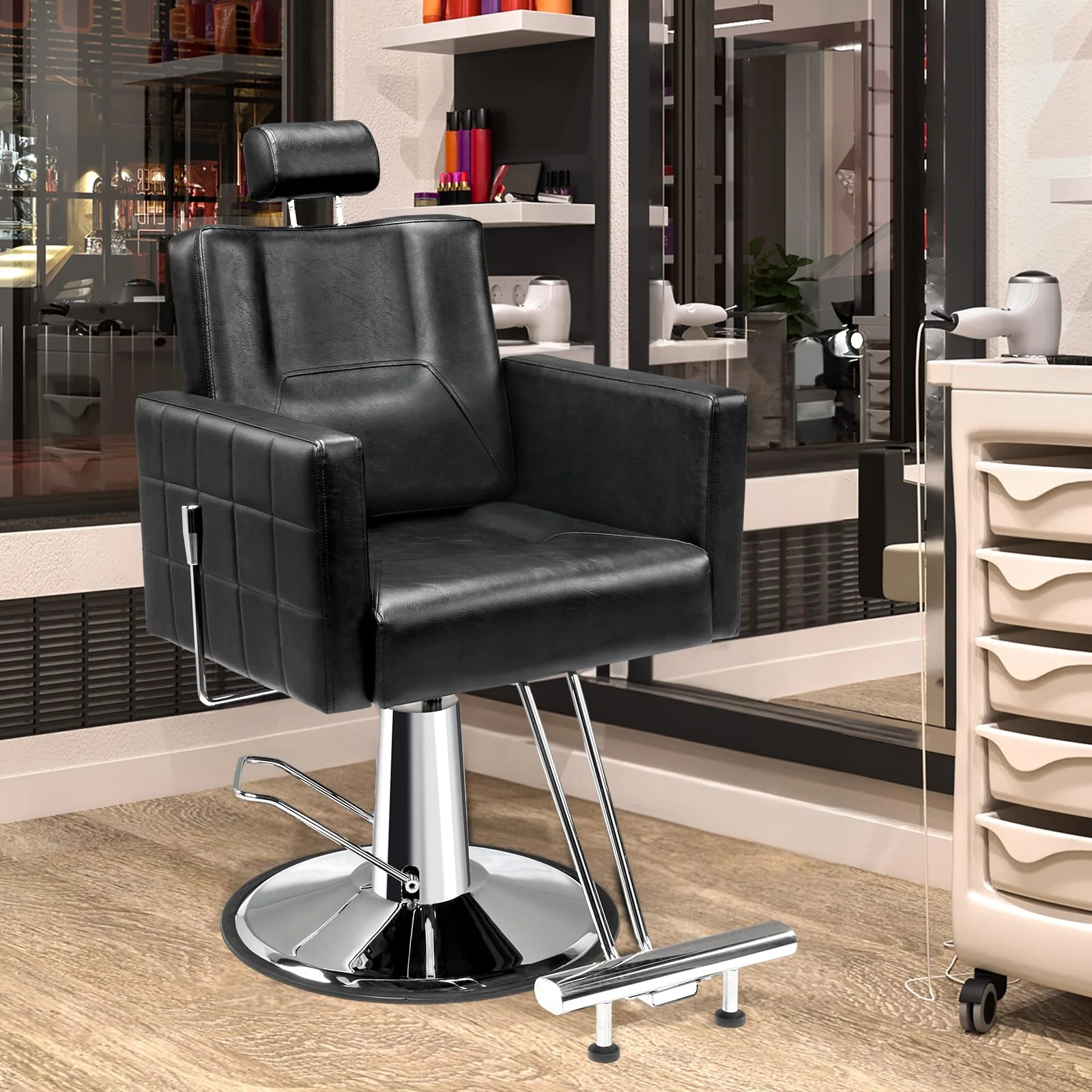 OmySalon SC2301 All Purpose Heavy Duty Hydraulic Reclining Hair Salon Chair w/Headrest - Image 11