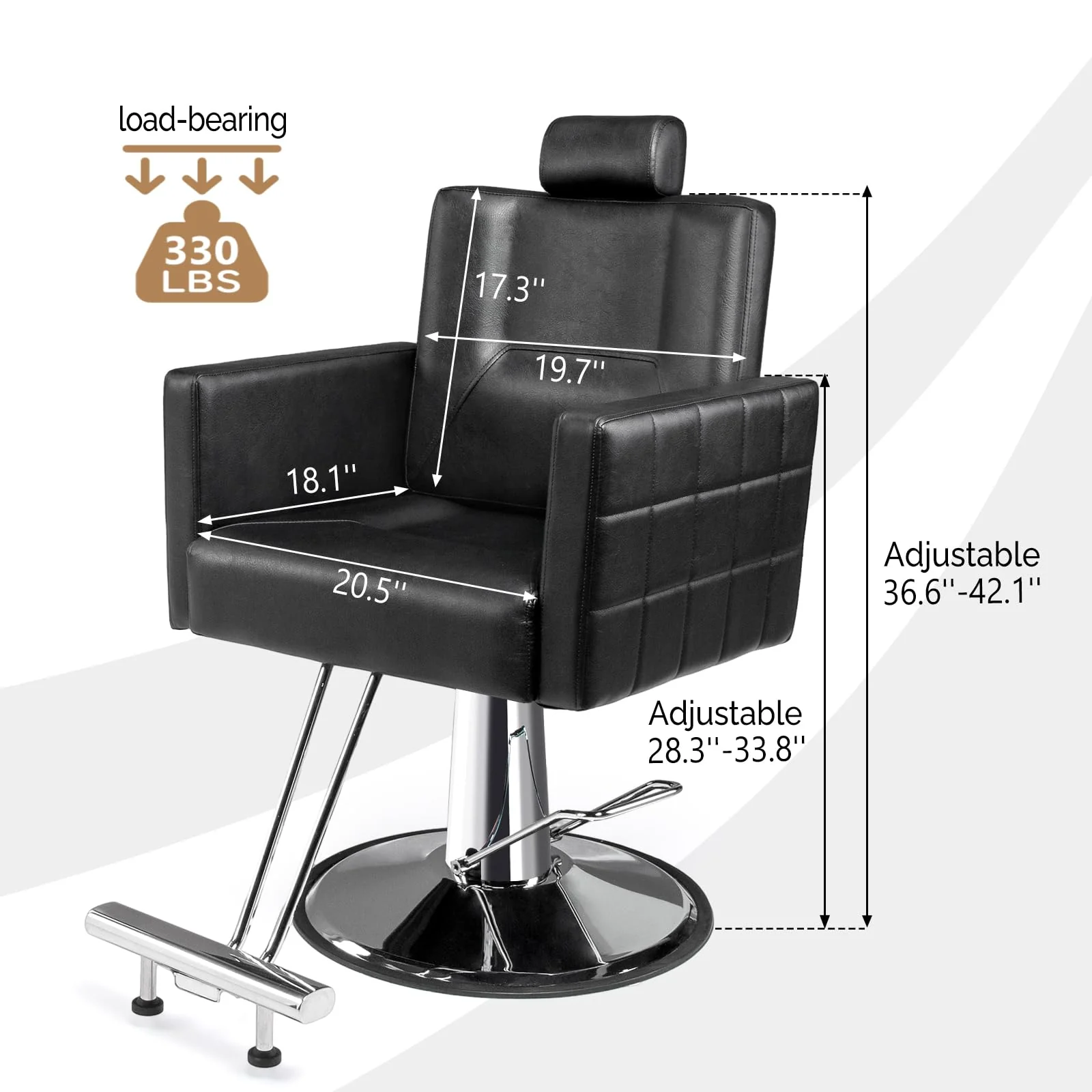 OmySalon SC2301 All Purpose Heavy Duty Hydraulic Reclining Hair Salon Chair w/Headrest - Image 12