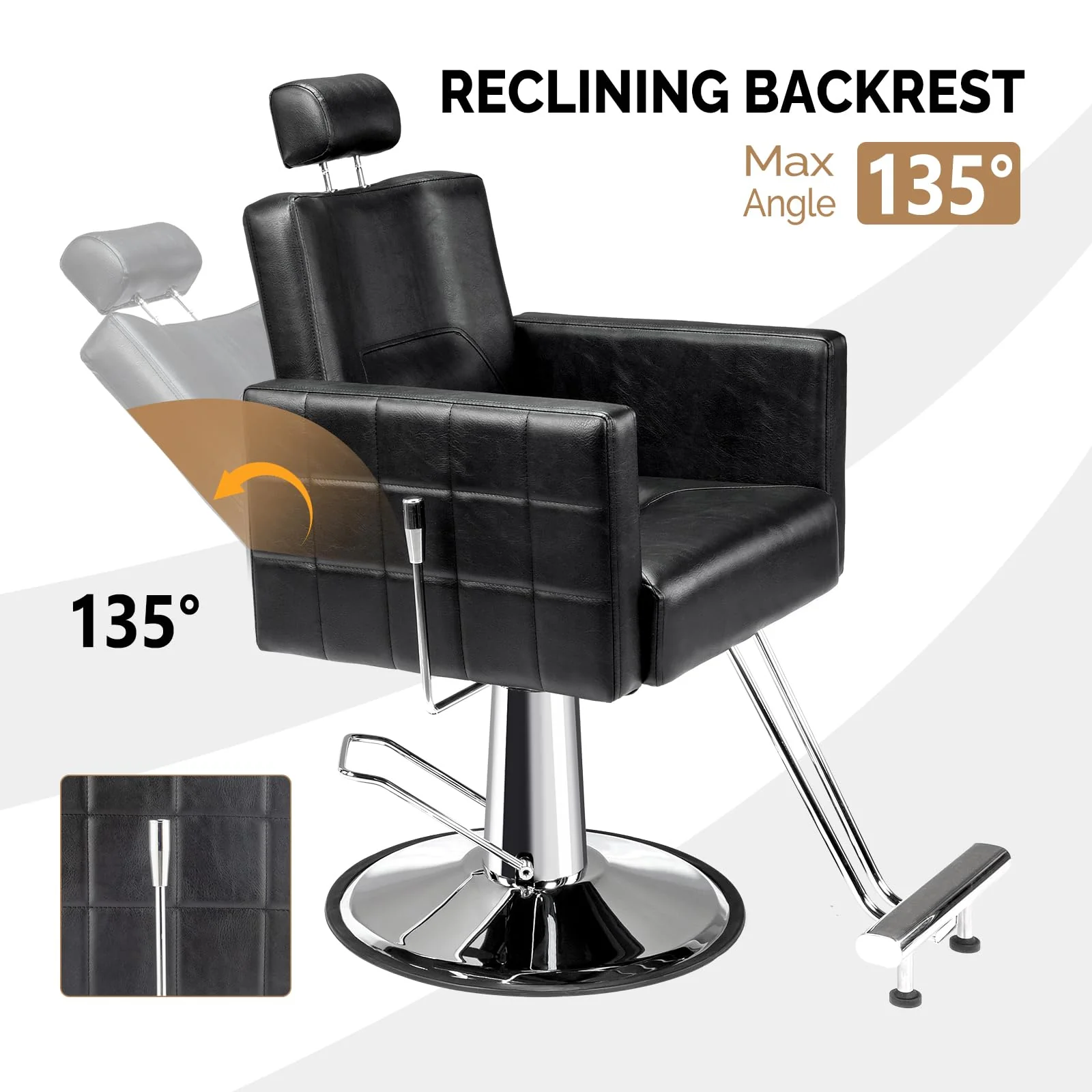OmySalon SC2301 All Purpose Heavy Duty Hydraulic Reclining Hair Salon Chair w/Headrest - Image 17