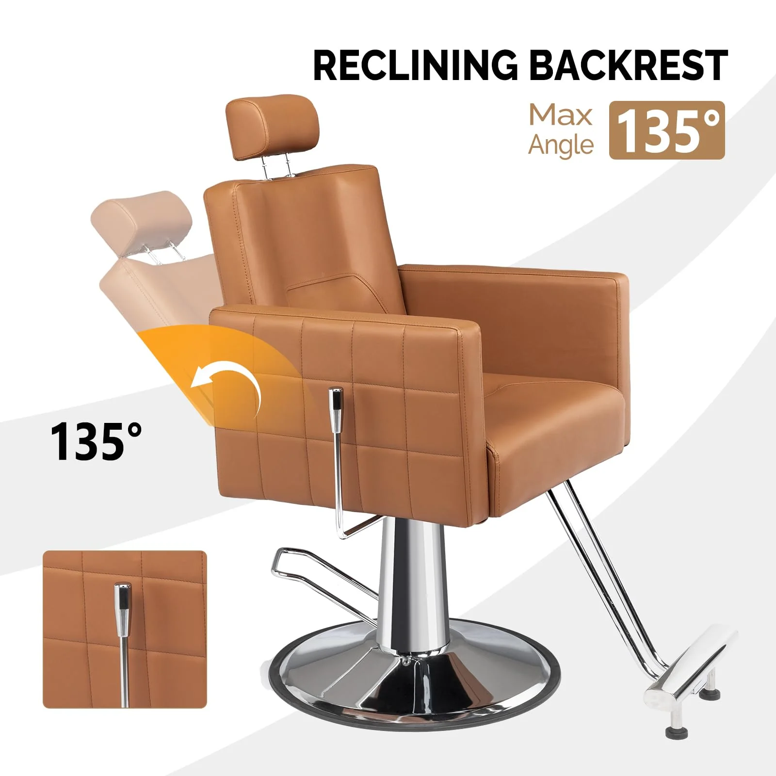 OmySalon SC2301 All Purpose Heavy Duty Hydraulic Reclining Hair Salon Chair w/Headrest - Image 8