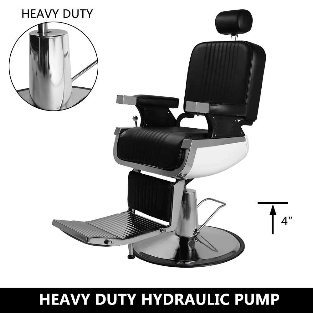 OmySalon PH773 Professional Heavy Duty Hydraulic Reclining Barber Chair - Image 4