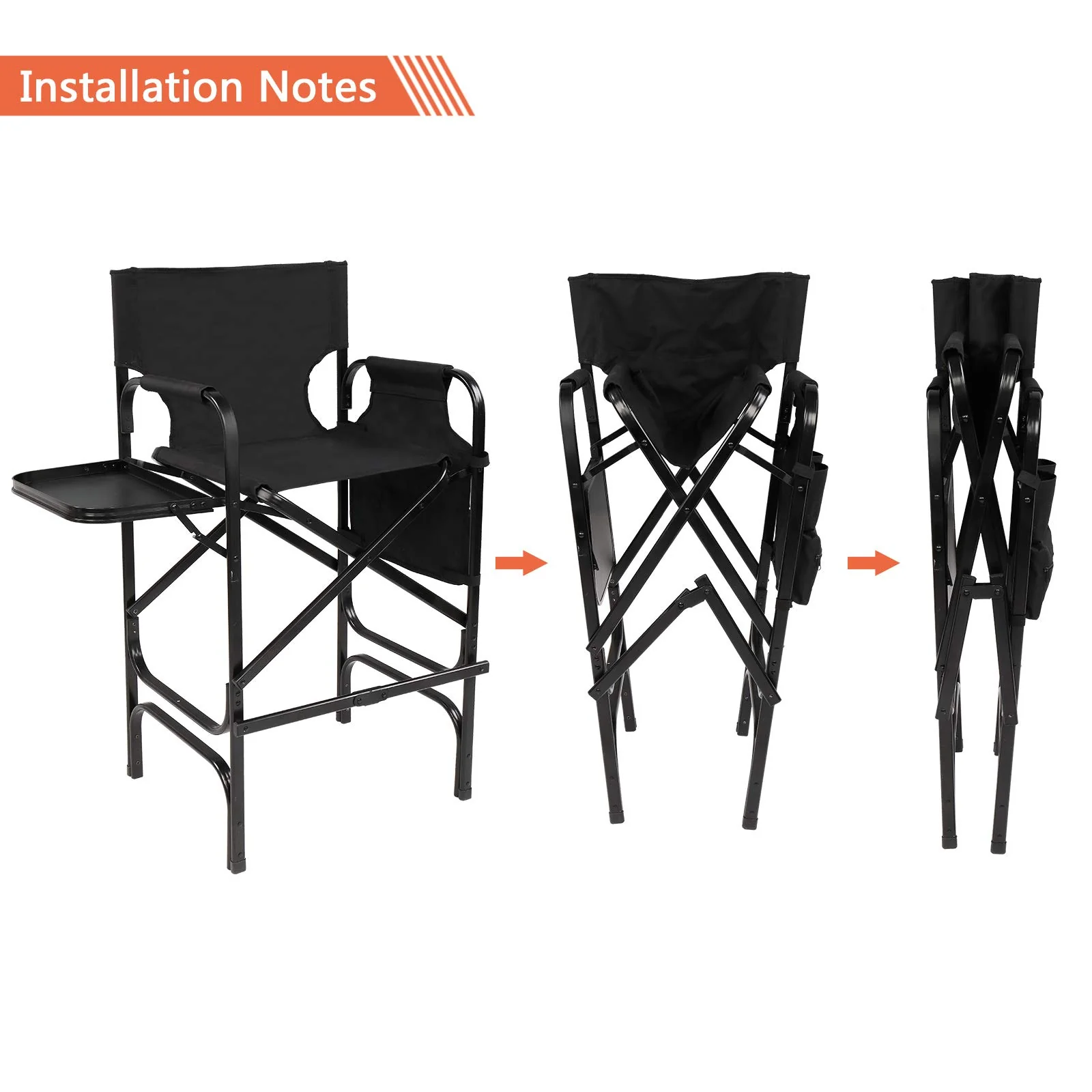 Omysalon 30in Portable Folding Director Chair with Collapsible Side Table - Image 13