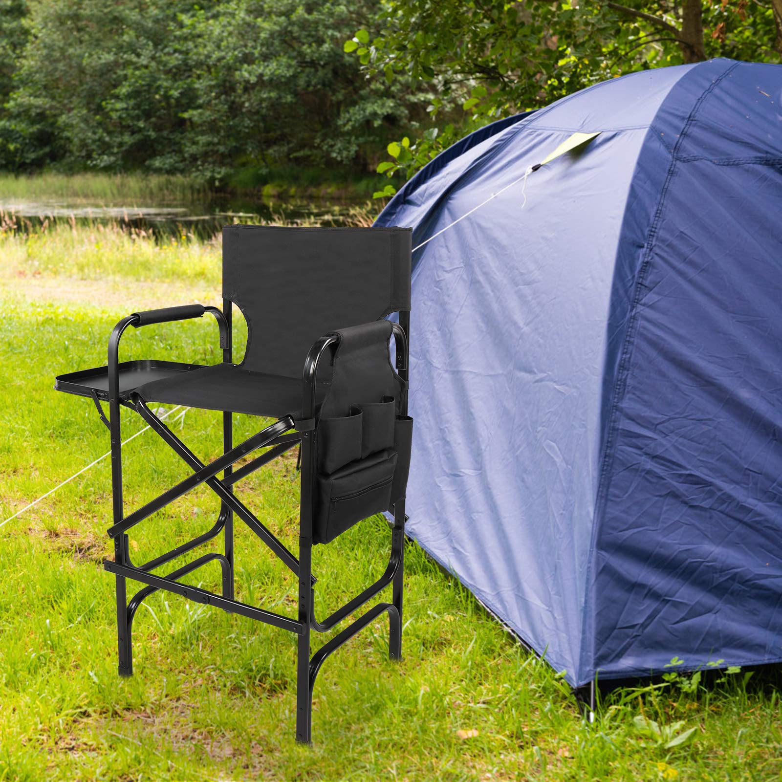 Omysalon 30in Portable Folding Director Chair with Collapsible Side Table - Image 15
