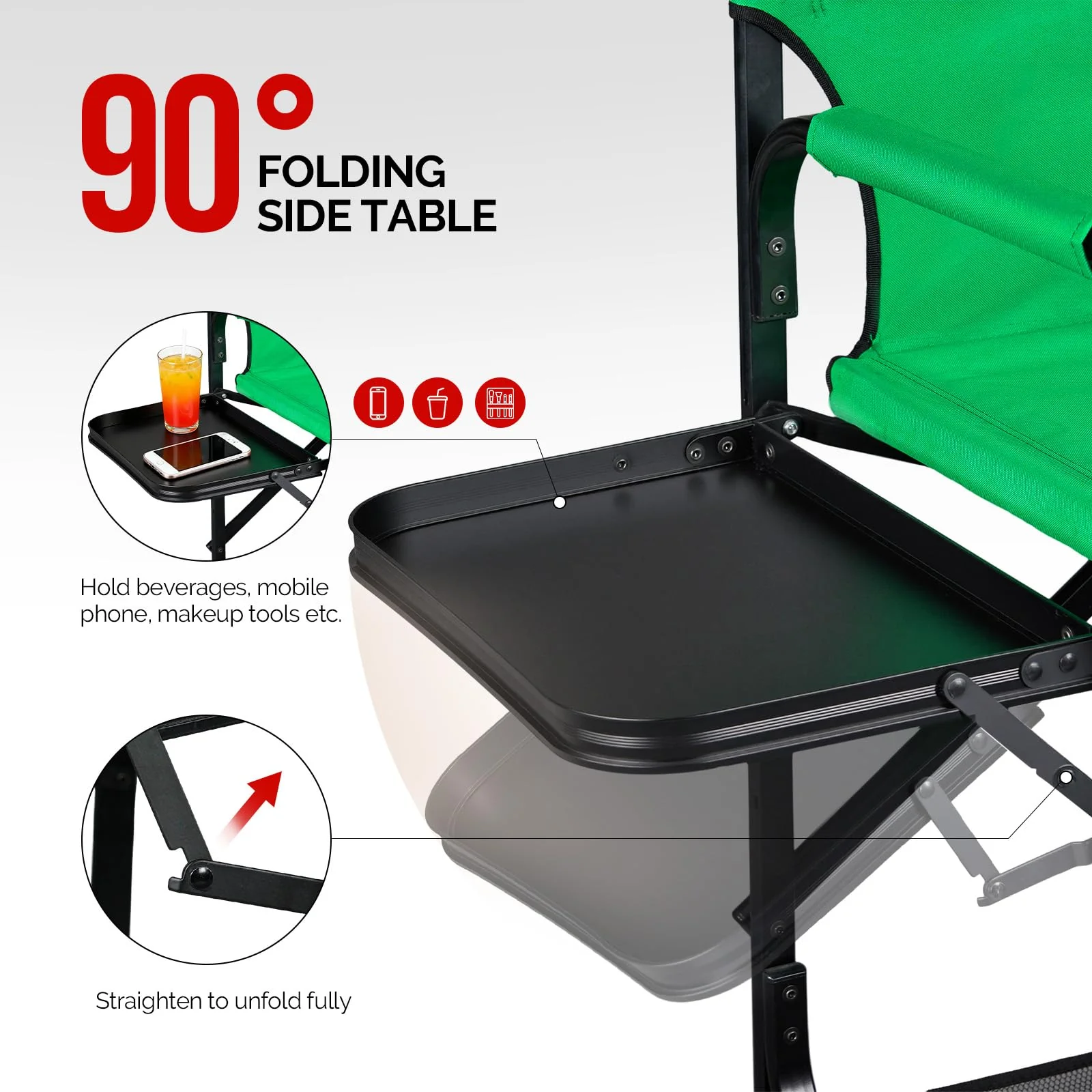 Omysalon 30in Portable Folding Director Chair with Collapsible Side Table - Image 27