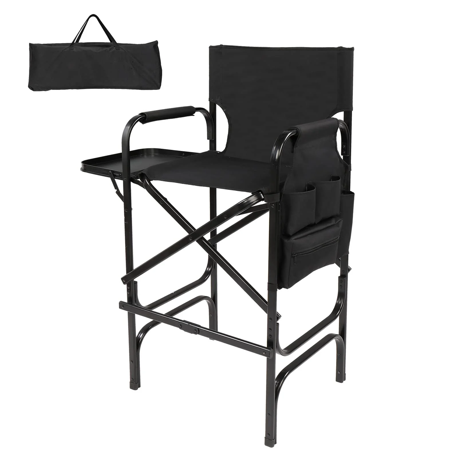 Omysalon 30in Portable Folding Director Chair with Collapsible Side Table - Image 8