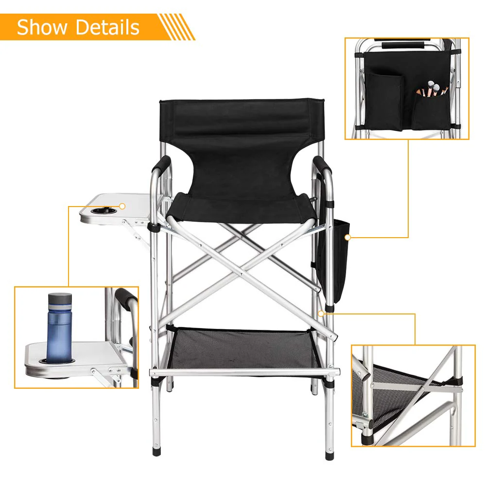 Omysalon 31in Portable Foldable Director Chair Makeup Artist Chair with Side Table - Image 3