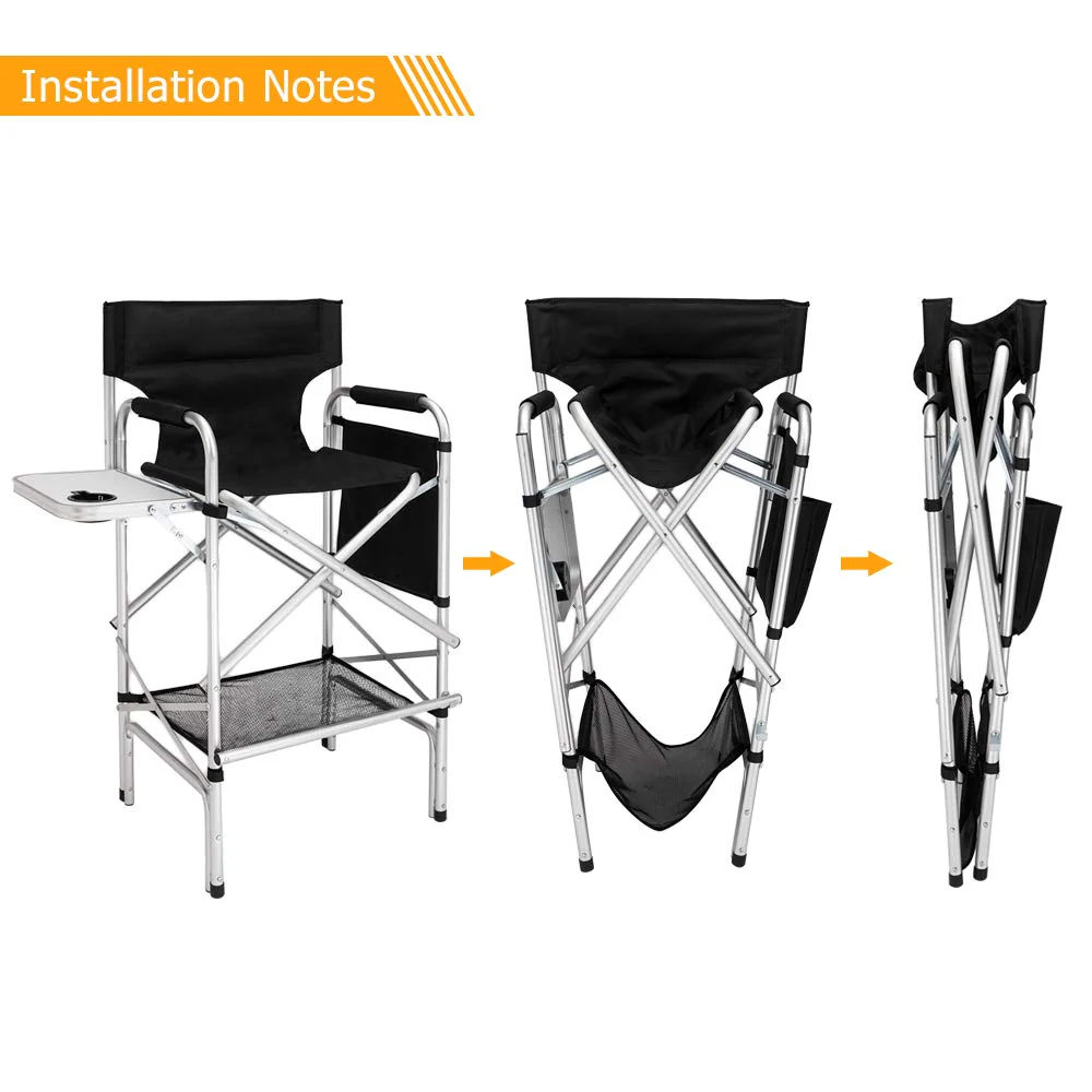 Omysalon 31in Portable Foldable Director Chair Makeup Artist Chair with Side Table - Image 4
