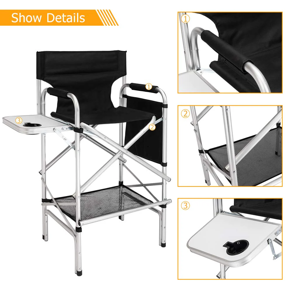Omysalon 31in Portable Foldable Director Chair Makeup Artist Chair with Side Table - Image 5