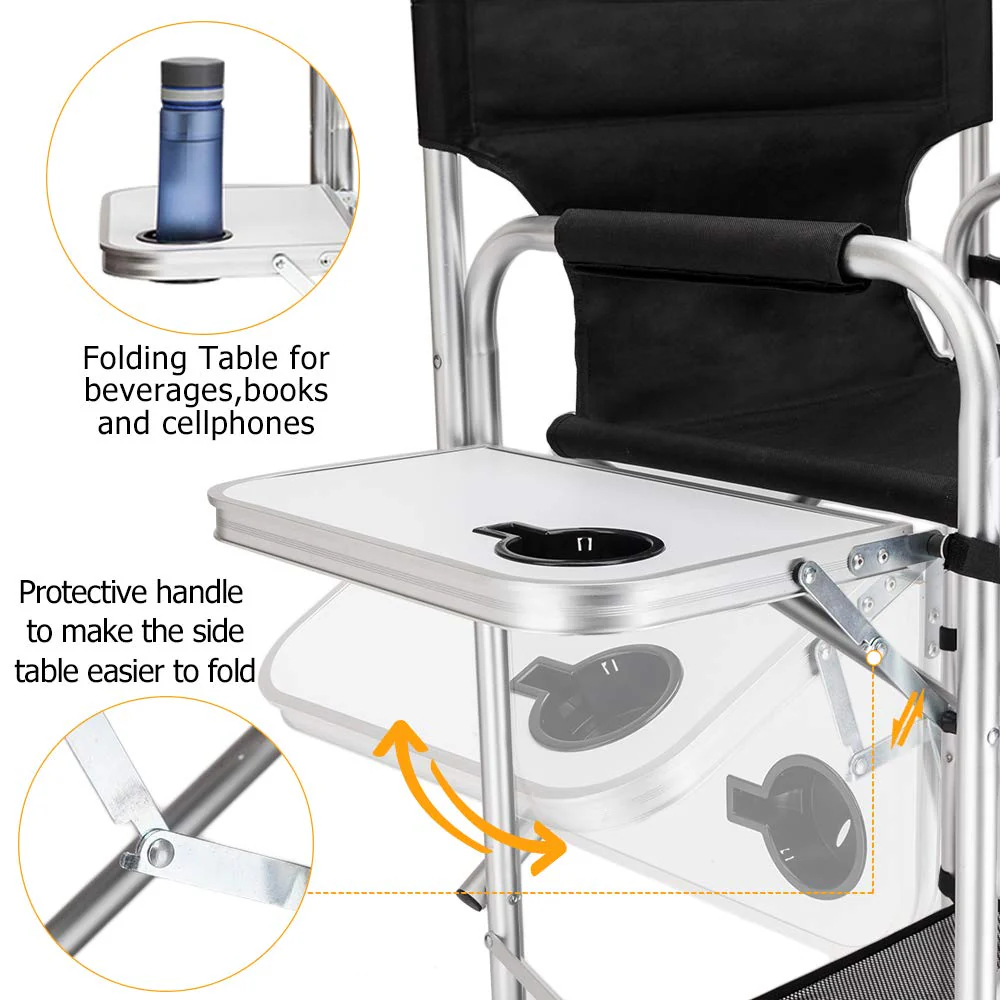Omysalon 31in Portable Foldable Director Chair Makeup Artist Chair with Side Table - Image 8