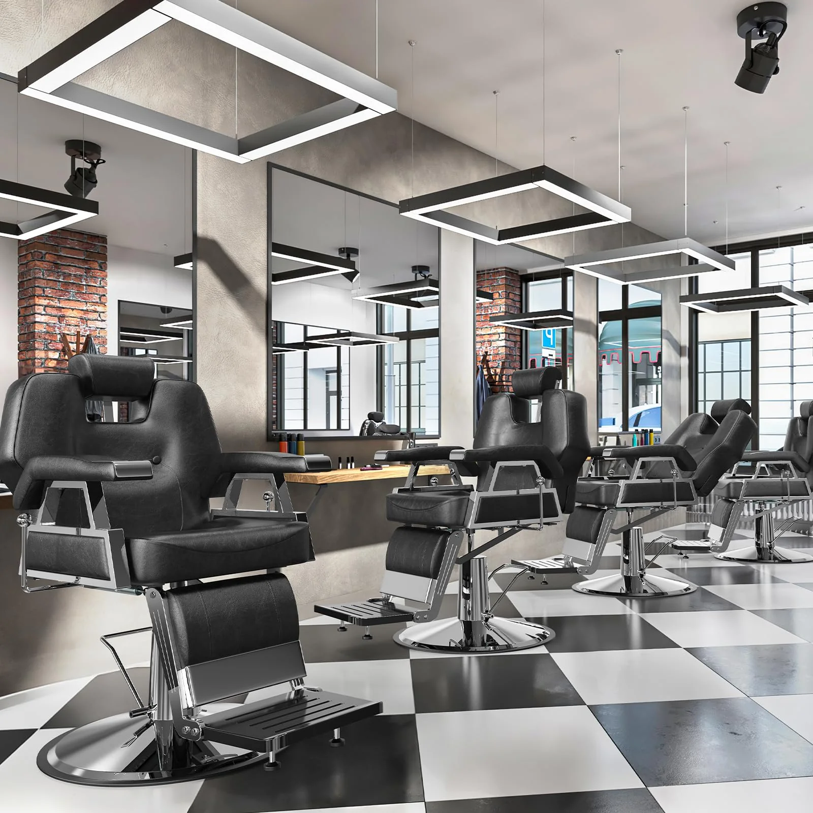 OmySalon BC1501 Professional Heavy Duty Hydraulic Reclining Barber Chair - Image 11