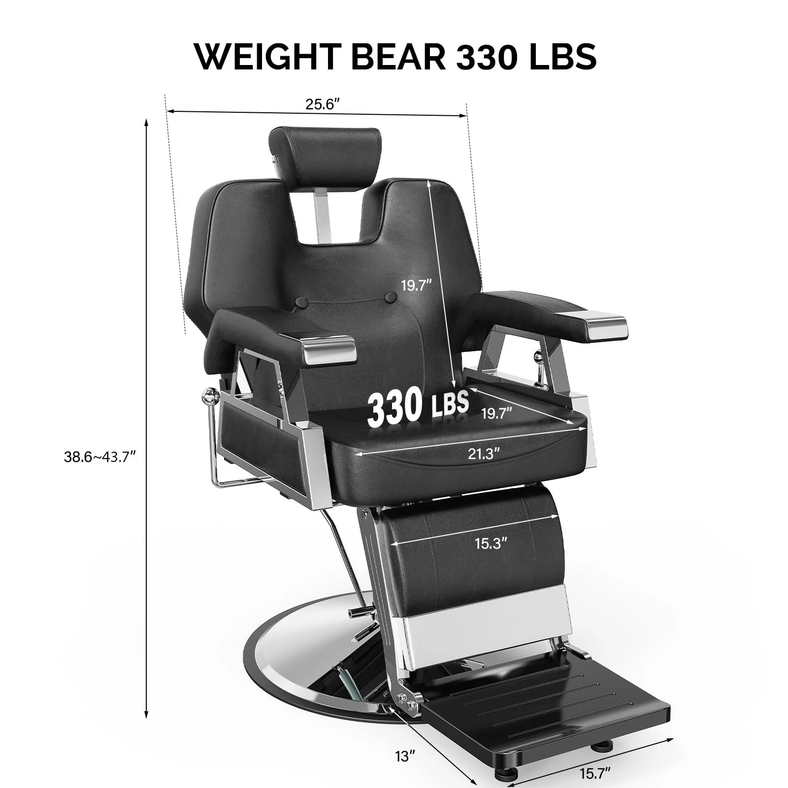 OmySalon BC1501 Professional Heavy Duty Hydraulic Reclining Barber Chair - Image 12