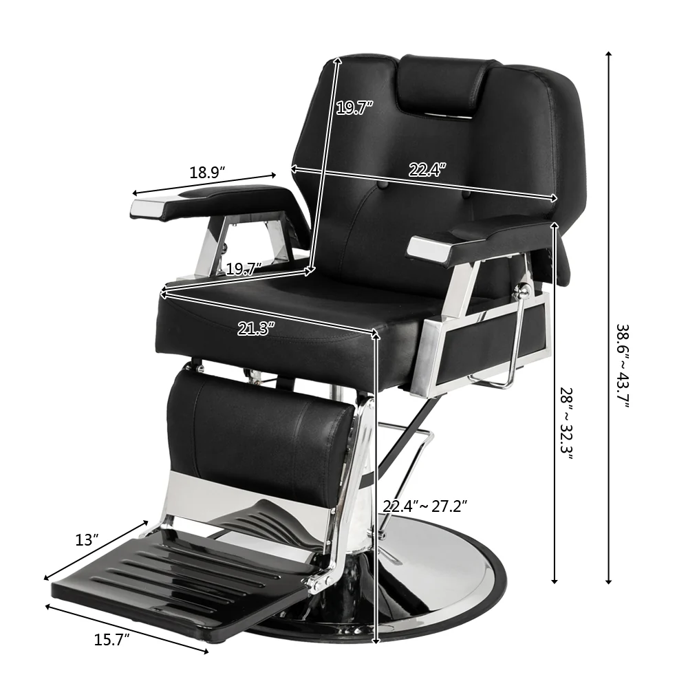 OmySalon BC1501 Professional Heavy Duty Hydraulic Reclining Barber Chair - Image 13