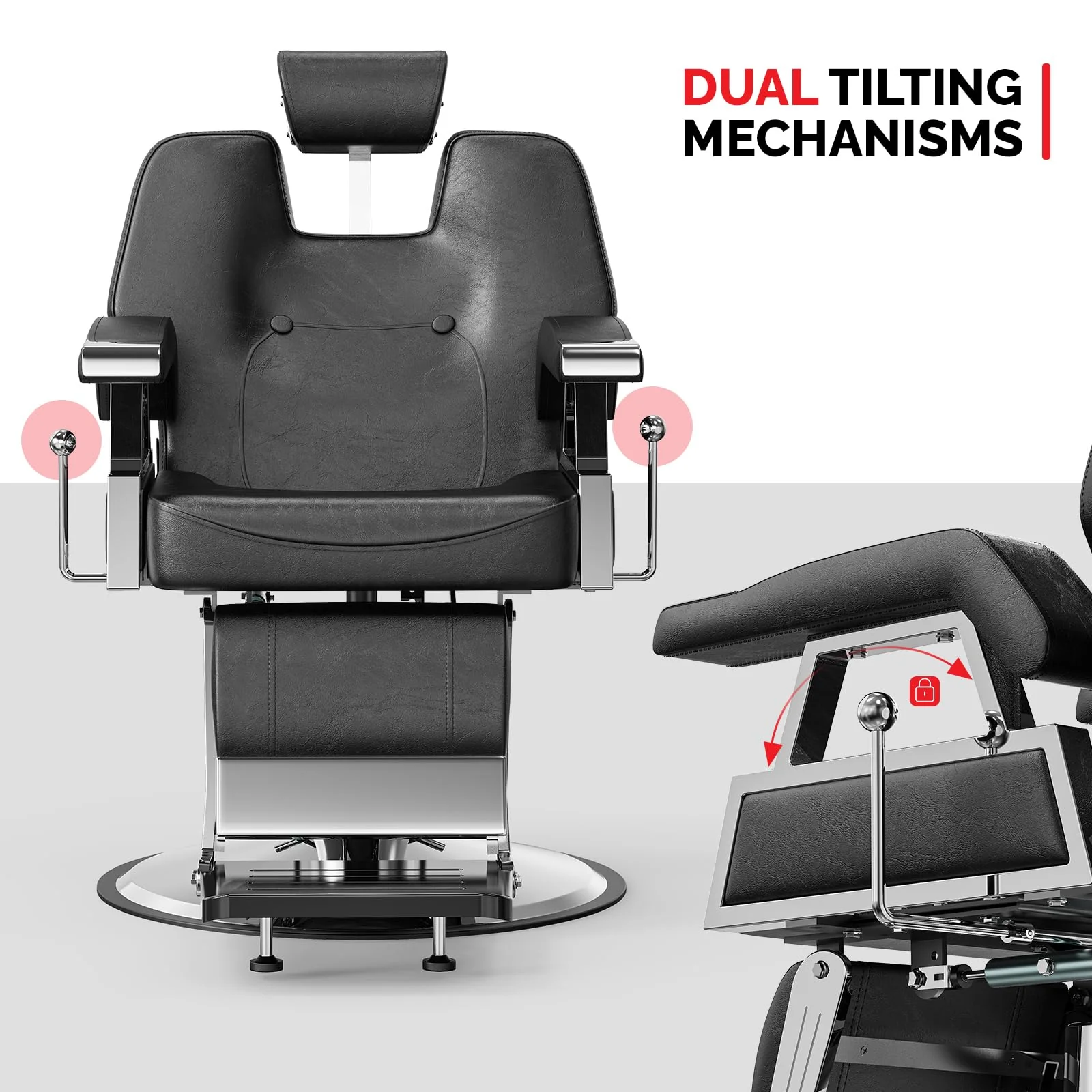 OmySalon BC1501 Professional Heavy Duty Hydraulic Reclining Barber Chair - Image 14