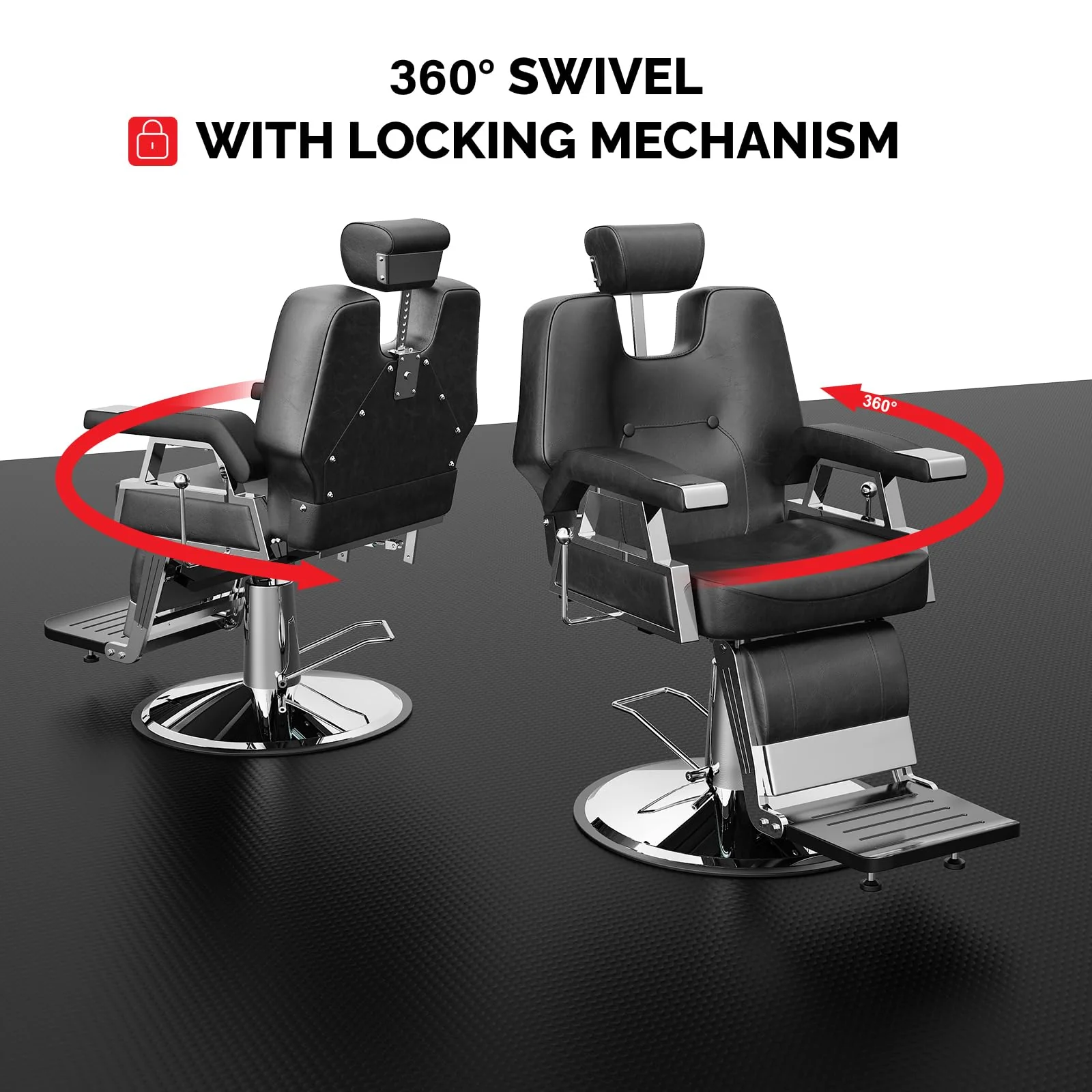 OmySalon BC1501 Professional Heavy Duty Hydraulic Reclining Barber Chair - Image 19