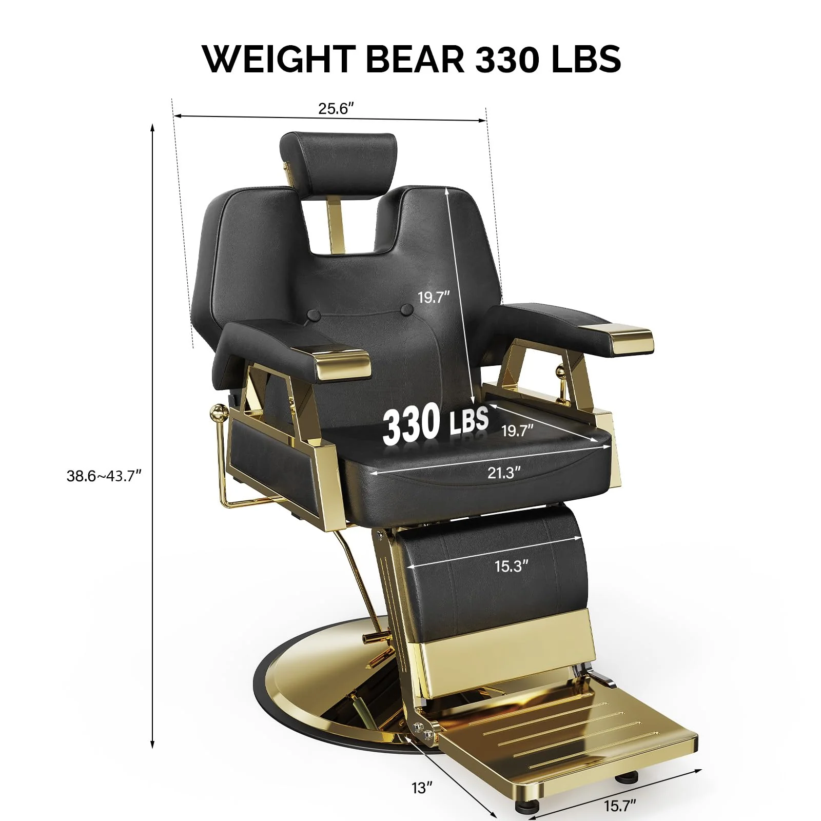 OmySalon BC1501 Professional Heavy Duty Hydraulic Reclining Barber Chair - Image 3
