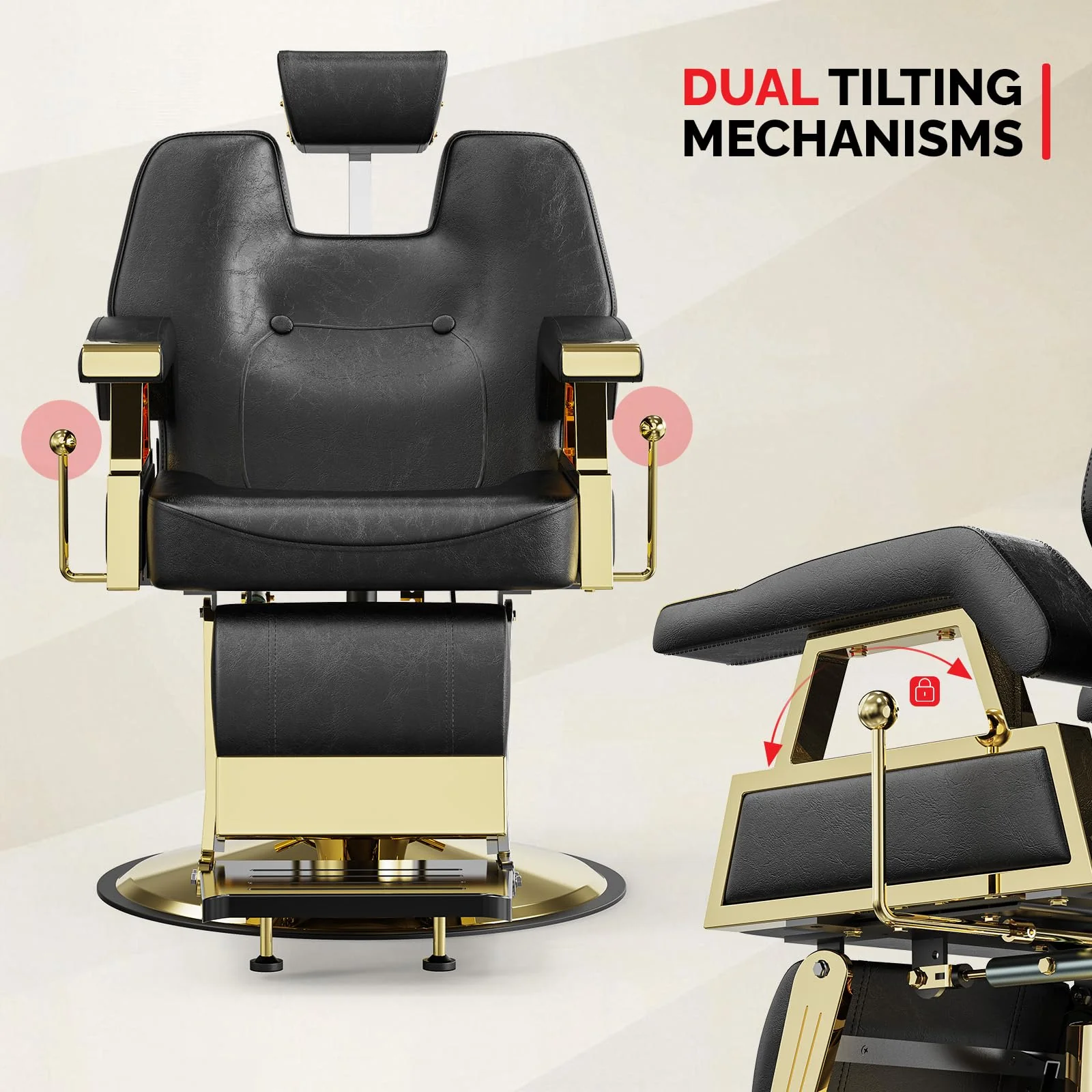 OmySalon BC1501 Professional Heavy Duty Hydraulic Reclining Barber Chair - Image 4
