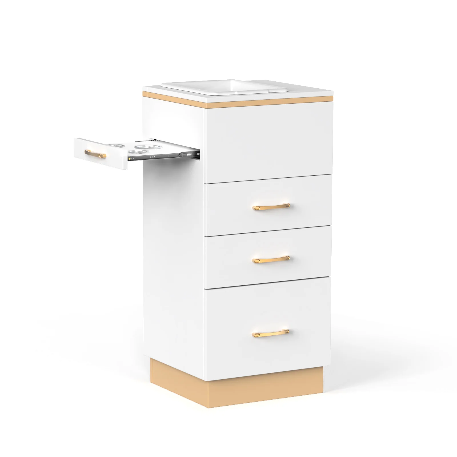 OmySalon HSC-23 Salon Styling Storage Station w/3 Drawers 1 Storage Basin 3 Hair Dryer Holders