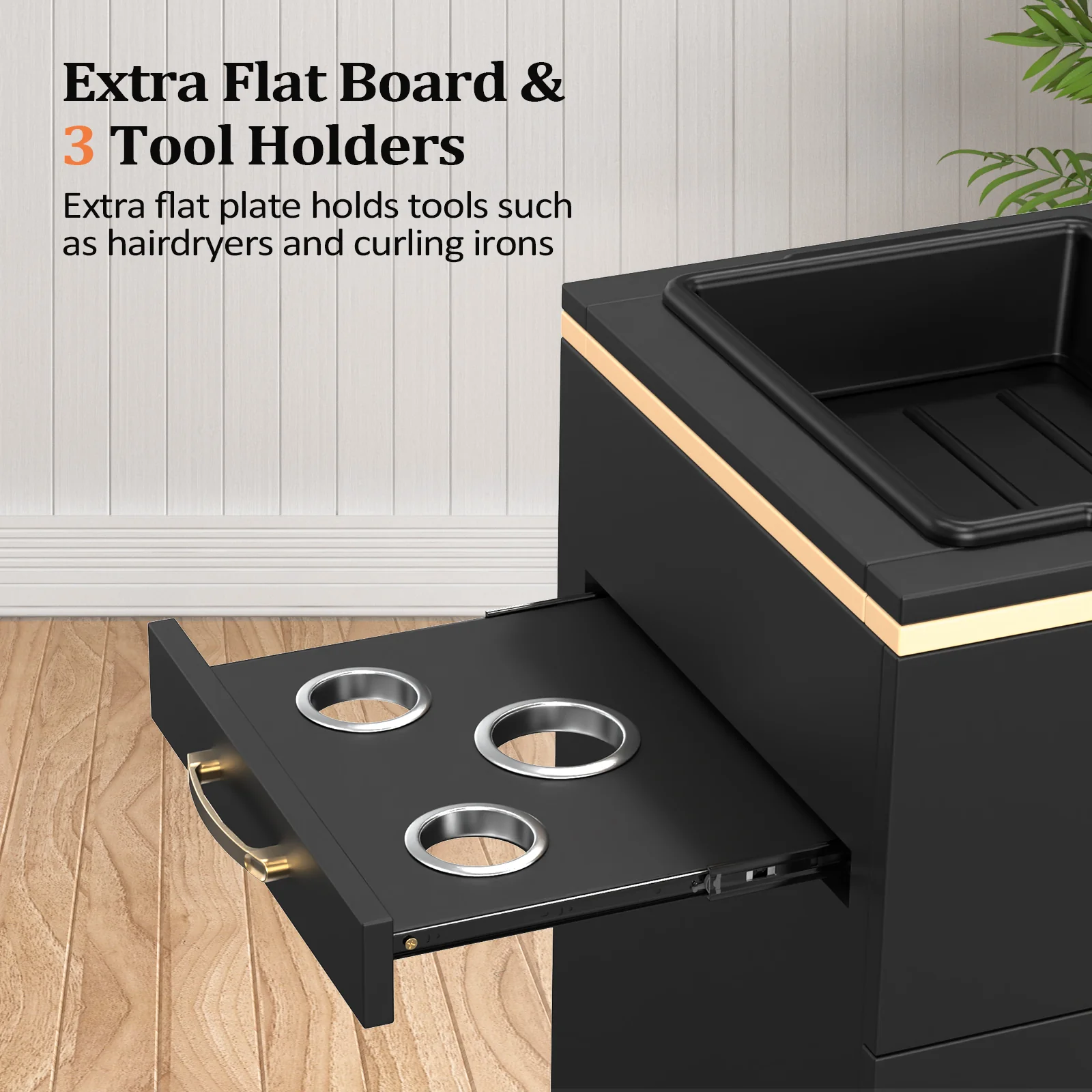OmySalon HSC-23 Salon Styling Storage Station w/3 Drawers 1 Storage Basin 3 Hair Dryer Holders - Image 12