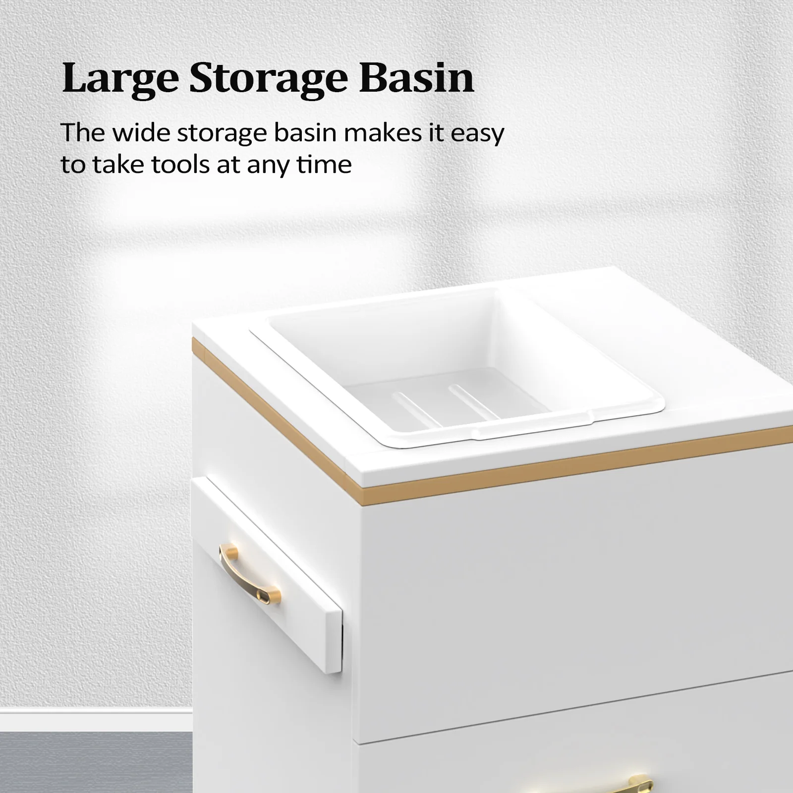 OmySalon HSC-23 Salon Styling Storage Station w/3 Drawers 1 Storage Basin 3 Hair Dryer Holders - Image 3