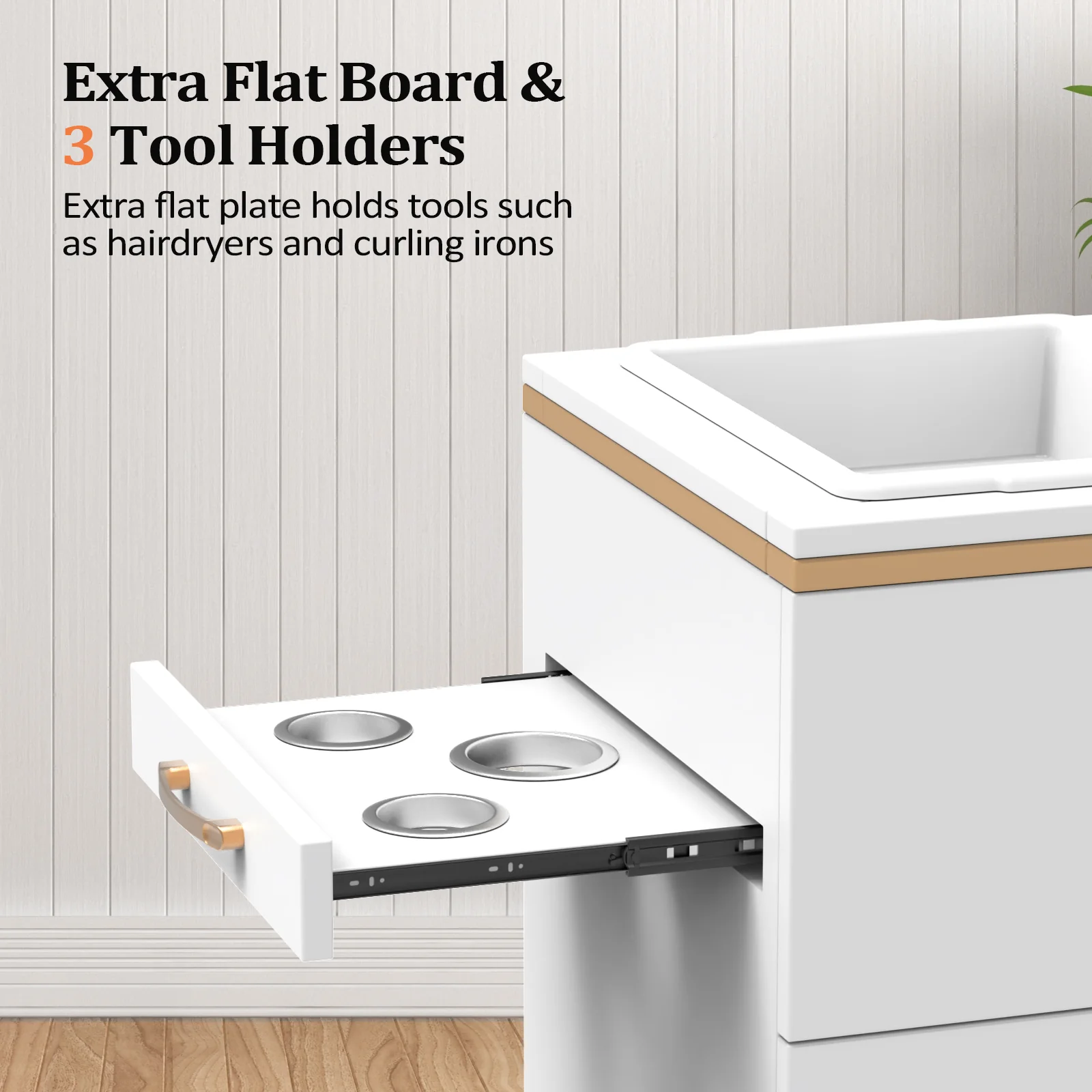 OmySalon HSC-23 Salon Styling Storage Station w/3 Drawers 1 Storage Basin 3 Hair Dryer Holders - Image 5