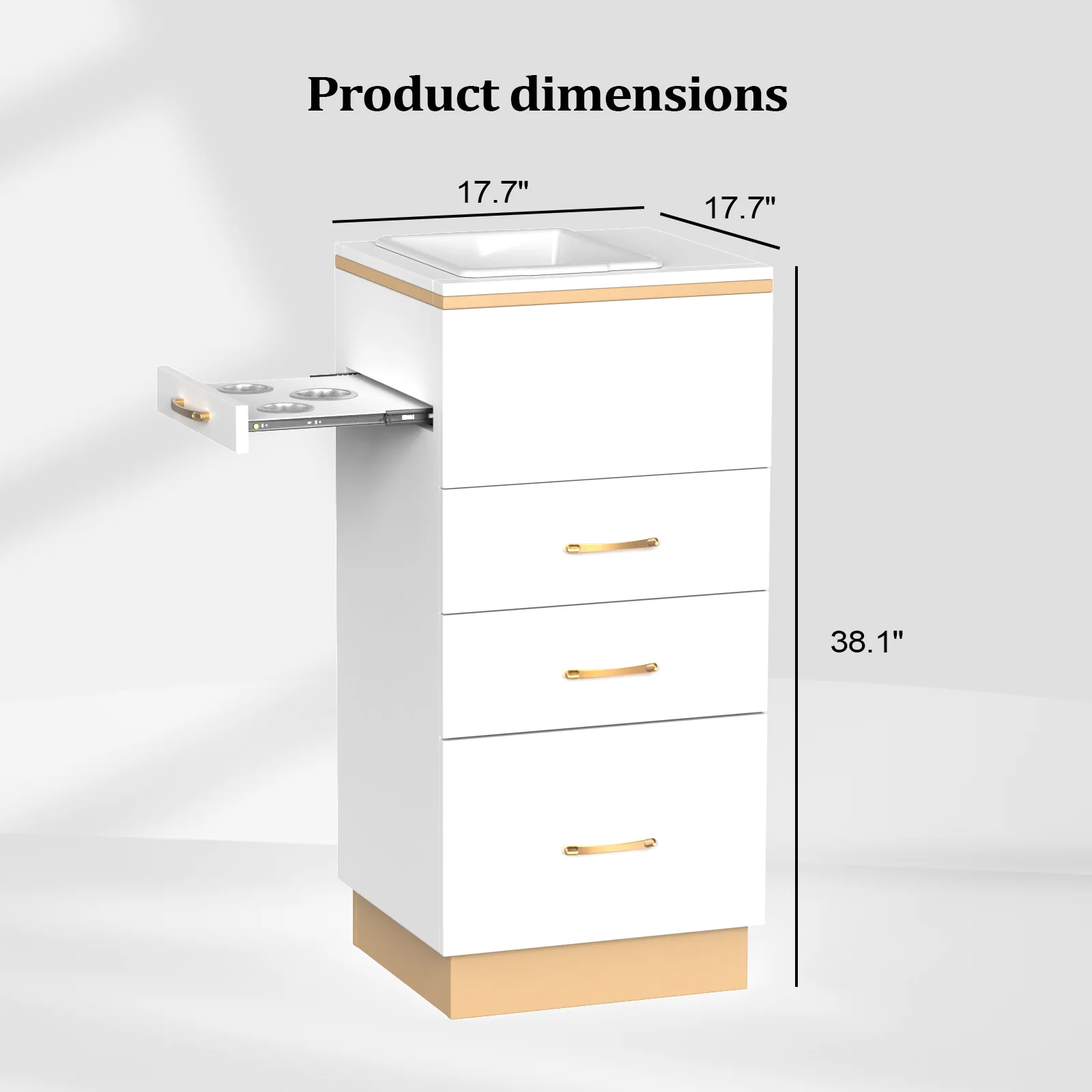 OmySalon HSC-23 Salon Styling Storage Station w/3 Drawers 1 Storage Basin 3 Hair Dryer Holders - Image 6