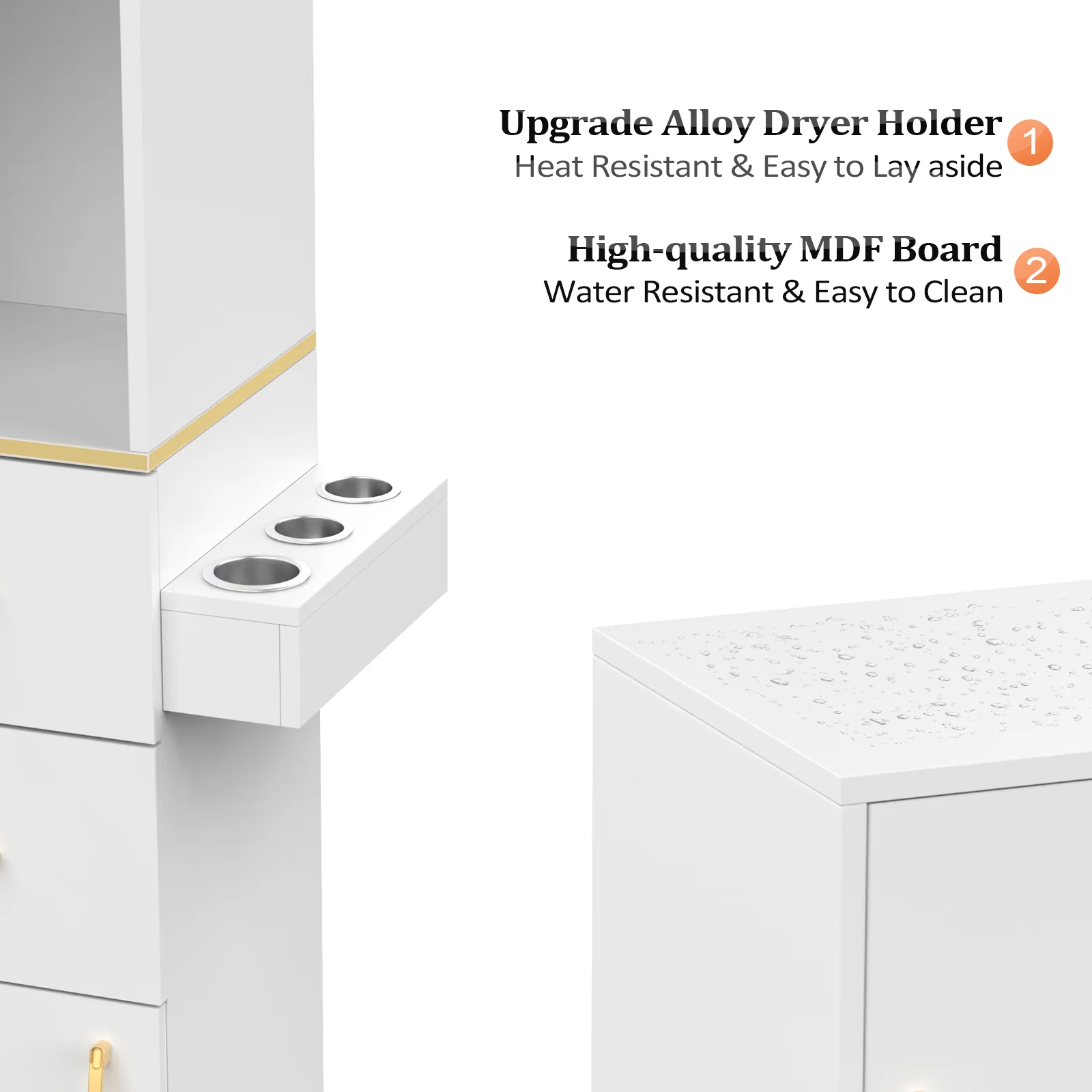 OmySalon HSC-24 Barber Storage Station Cabinet w/2 Drawers 2 Storage Cabinets 6 Hair Dryer Holders - Image 11