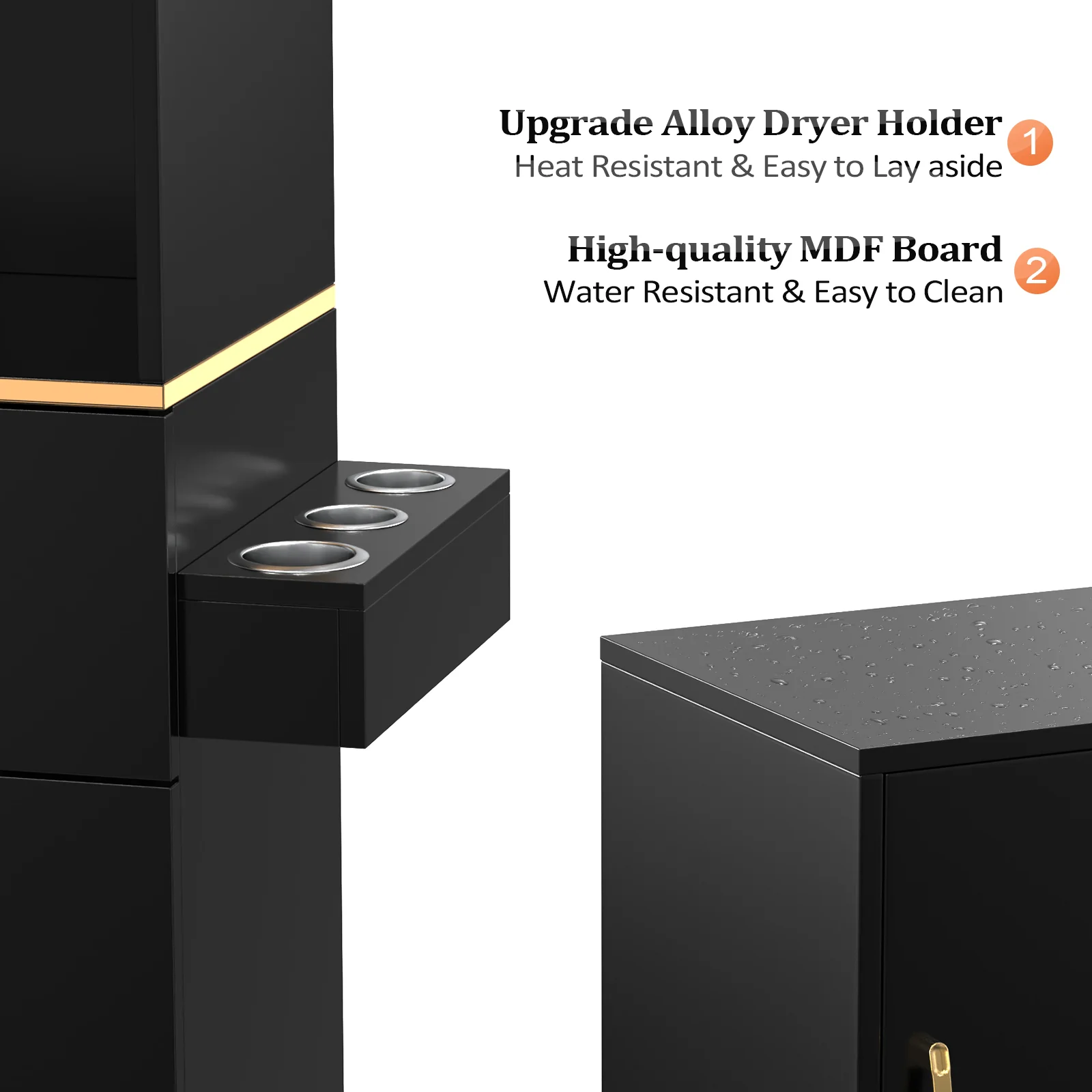 OmySalon HSC-24 Barber Storage Station Cabinet w/2 Drawers 2 Storage Cabinets 6 Hair Dryer Holders - Image 4