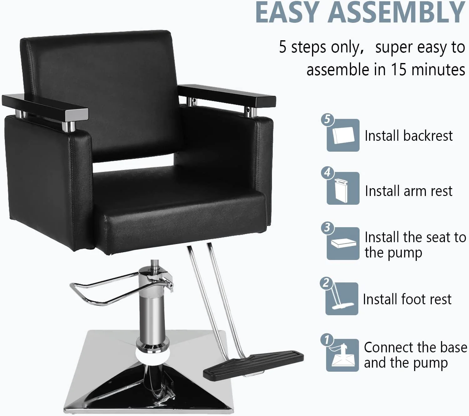 OmySalon SC05 Hydraulic 360-Degree Swivel Hair Stylist Salon Chair - Image 9