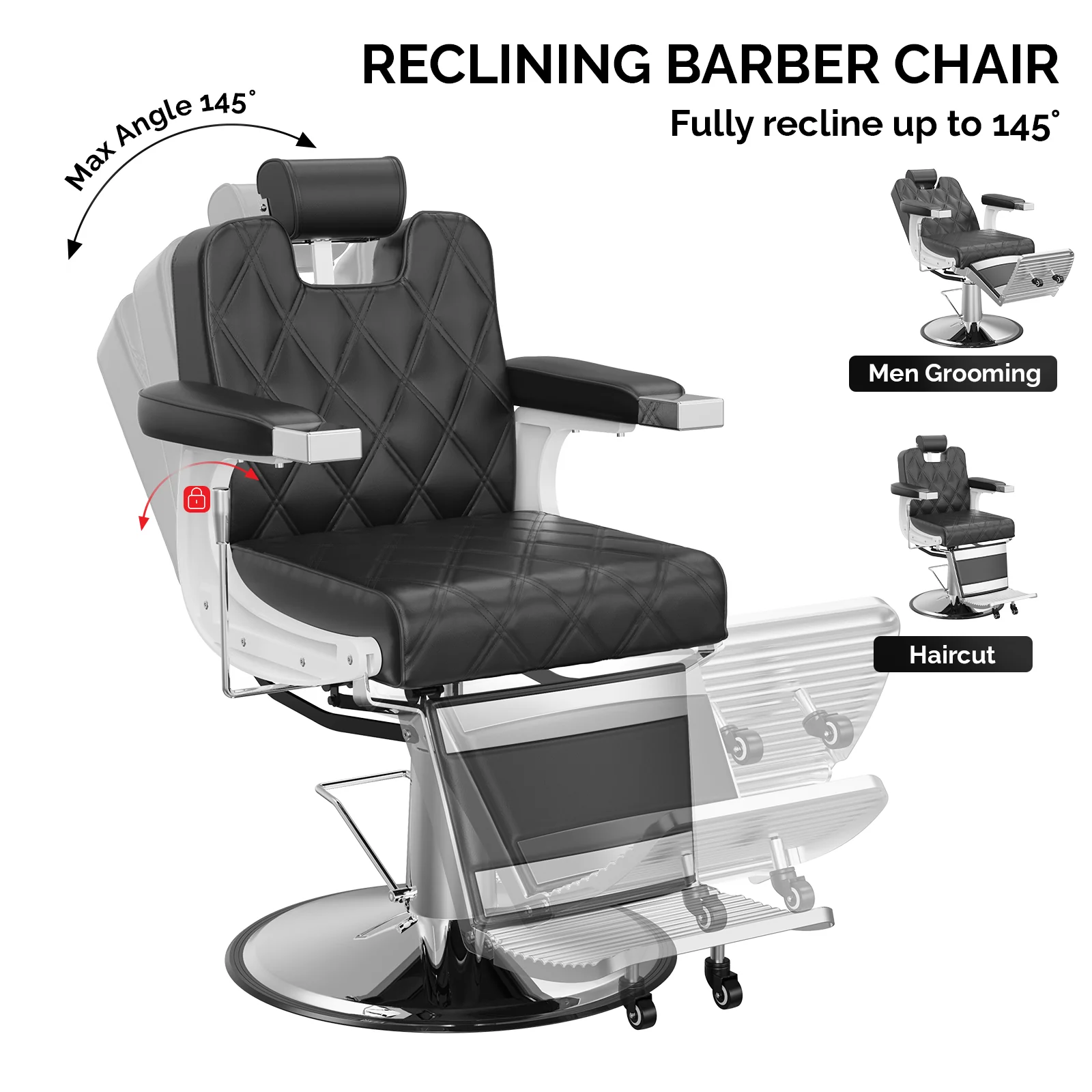 OmySalon BC1401 Modern Style Heavy Duty Hydraulic Recline Barber Chair - Image 14