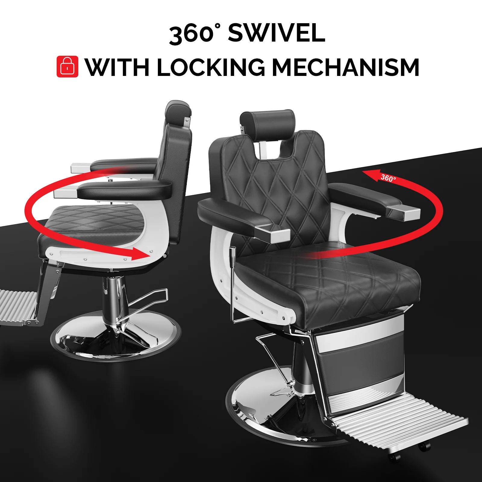 OmySalon BC1401 Modern Style Heavy Duty Hydraulic Recline Barber Chair - Image 15