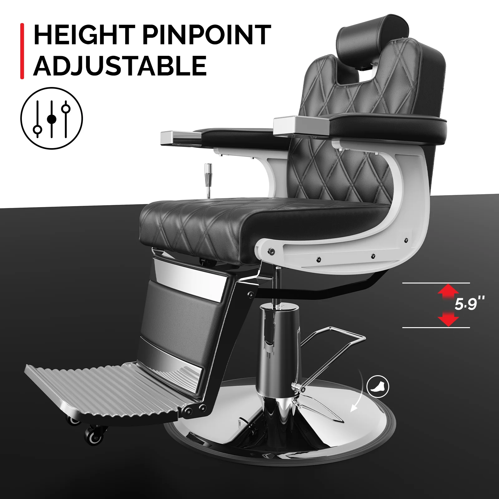 OmySalon BC1401 Modern Style Heavy Duty Hydraulic Recline Barber Chair - Image 16