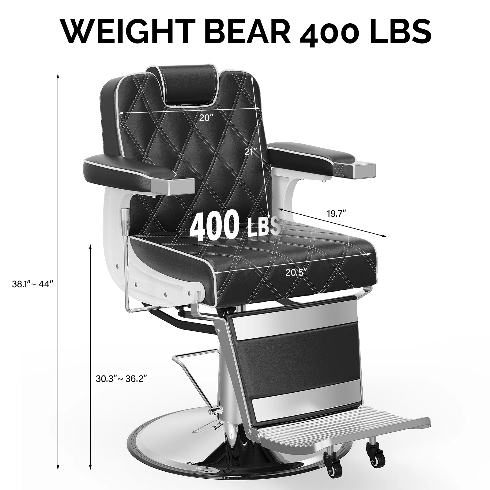 OmySalon BC1401 Modern Style Heavy Duty Hydraulic Recline Barber Chair - Image 3