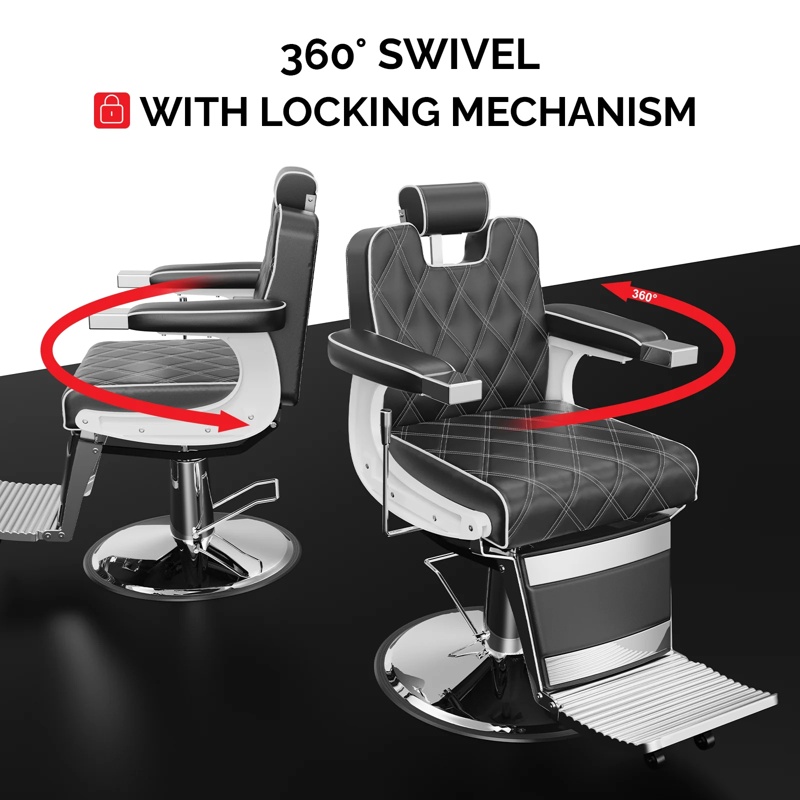 OmySalon BC1401 Modern Style Heavy Duty Hydraulic Recline Barber Chair - Image 5