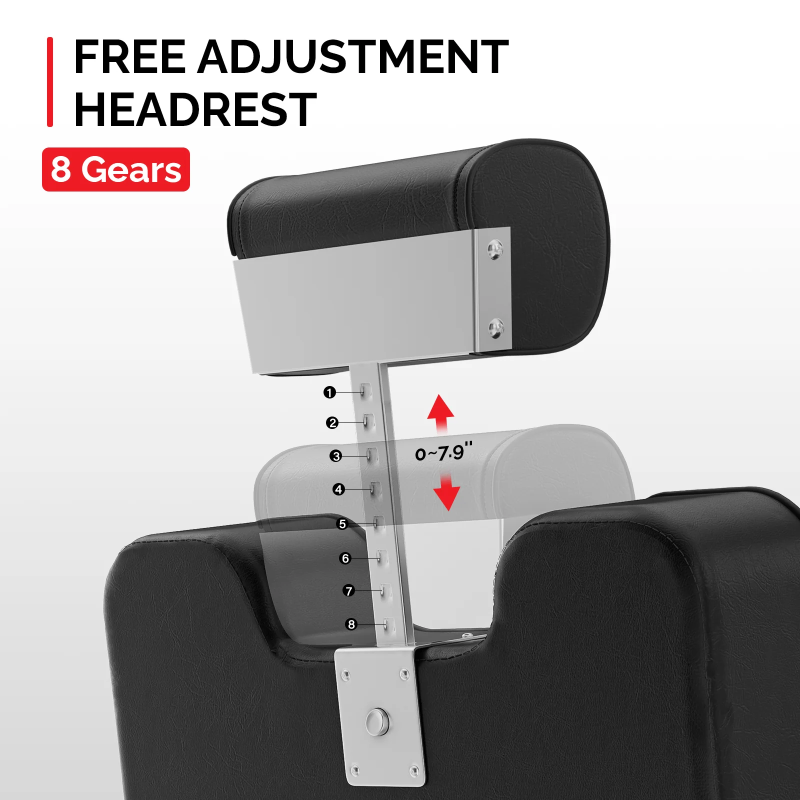 OmySalon BC1401 Modern Style Heavy Duty Hydraulic Recline Barber Chair - Image 9