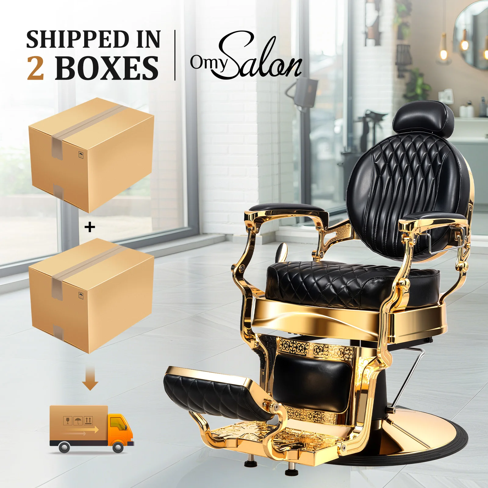 OmySalon BC1603 Retro Heavy Duty Hydraulic Recline Barber Chair - Image 11