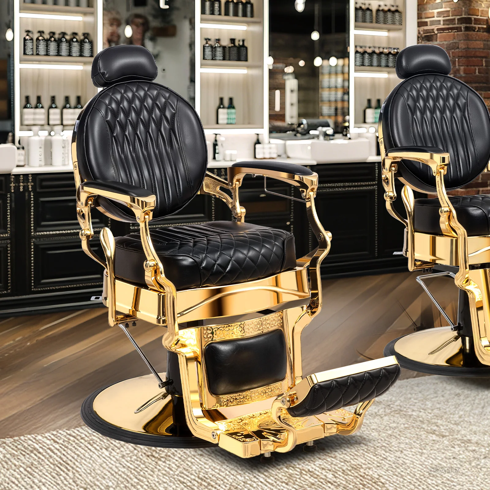 OmySalon BC1603 Retro Heavy Duty Hydraulic Recline Barber Chair - Image 2