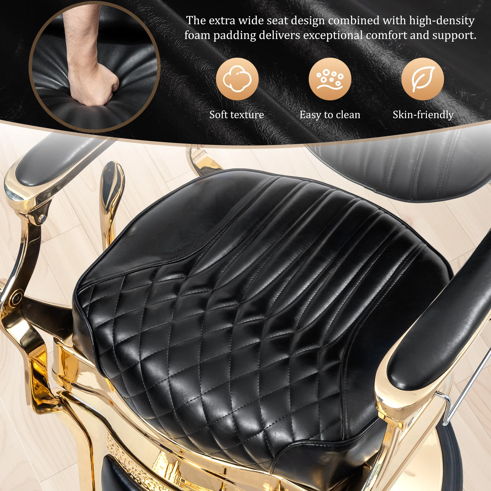 OmySalon BC1603 Retro Heavy Duty Hydraulic Recline Barber Chair - Image 4