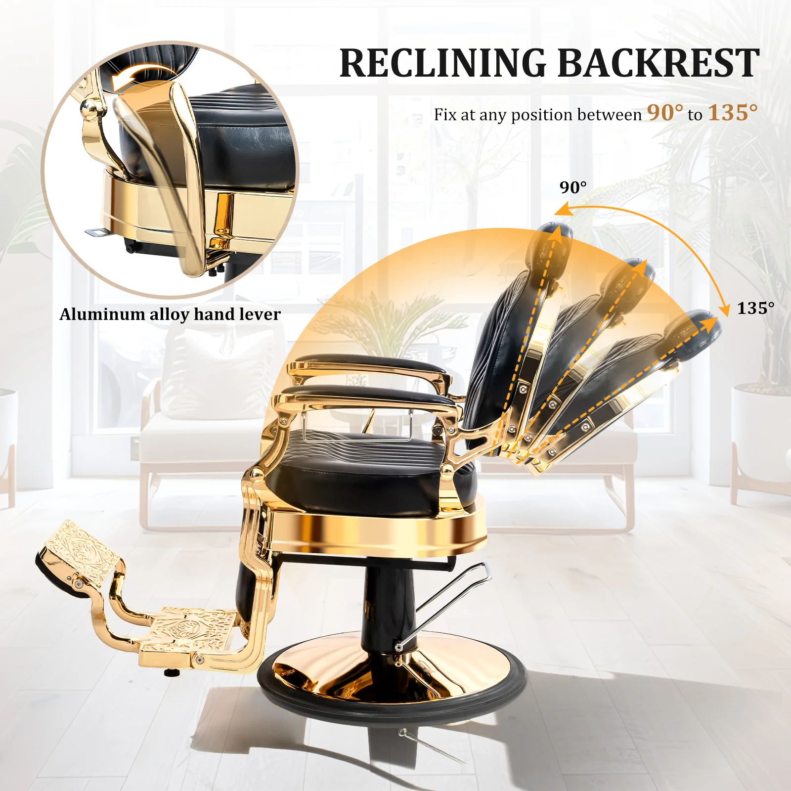 OmySalon BC1603 Retro Heavy Duty Hydraulic Recline Barber Chair - Image 6