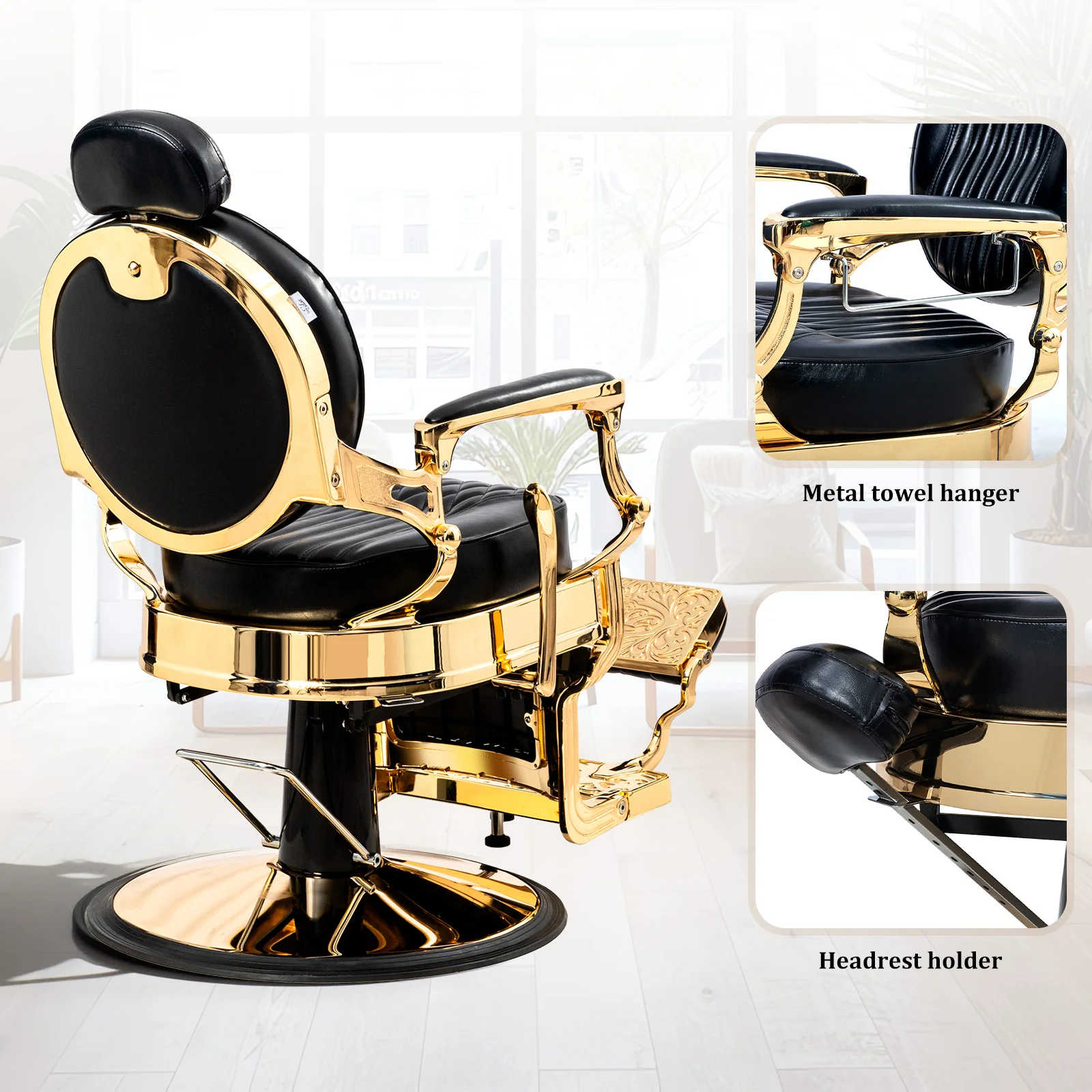 OmySalon BC1603 Retro Heavy Duty Hydraulic Recline Barber Chair - Image 8