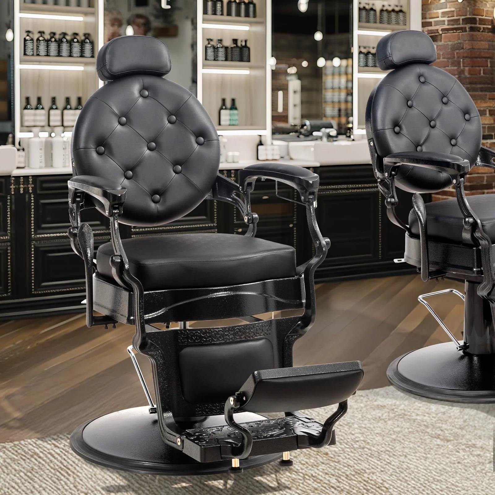 OmySalon BC1604 Retro Heavy Duty Hydraulic Recline Barber Chair - Image 10