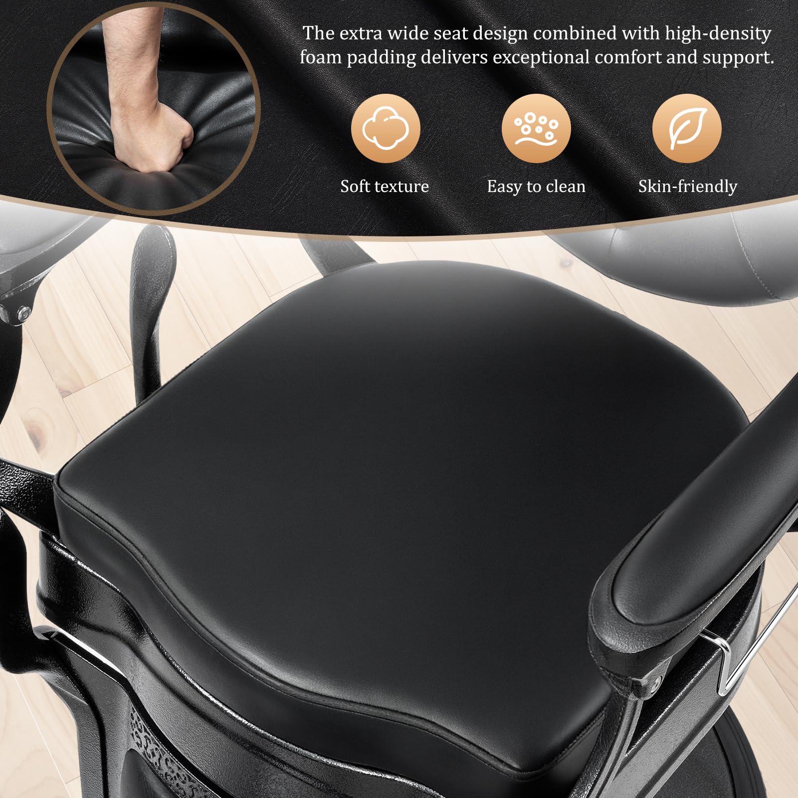 OmySalon BC1604 Retro Heavy Duty Hydraulic Recline Barber Chair - Image 13