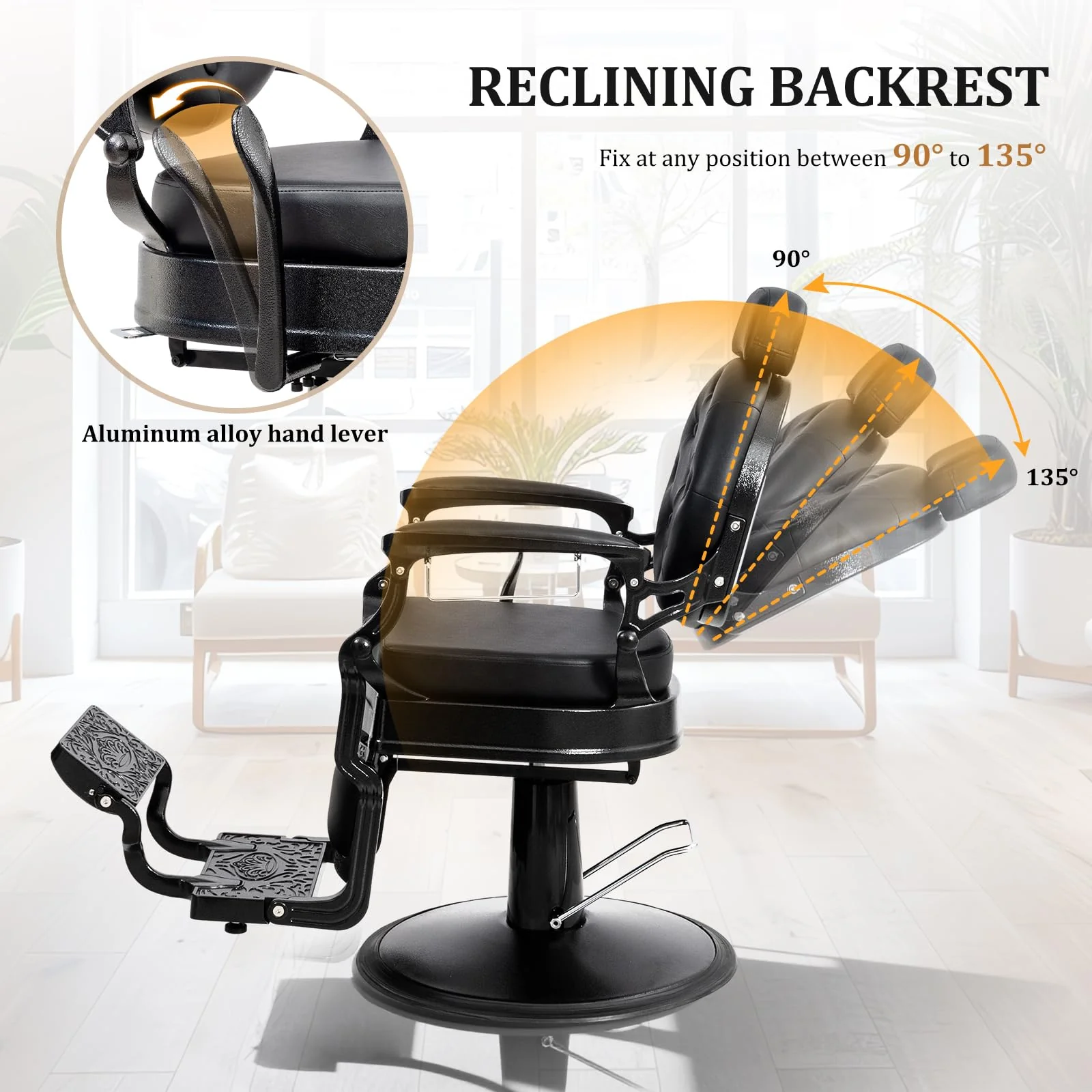 OmySalon BC1604 Retro Heavy Duty Hydraulic Recline Barber Chair - Image 16