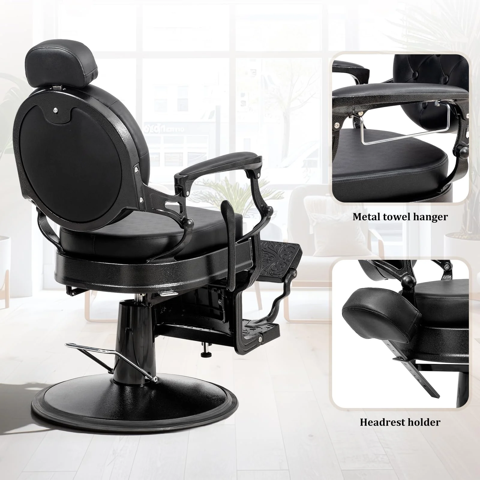 OmySalon BC1604 Retro Heavy Duty Hydraulic Recline Barber Chair - Image 17
