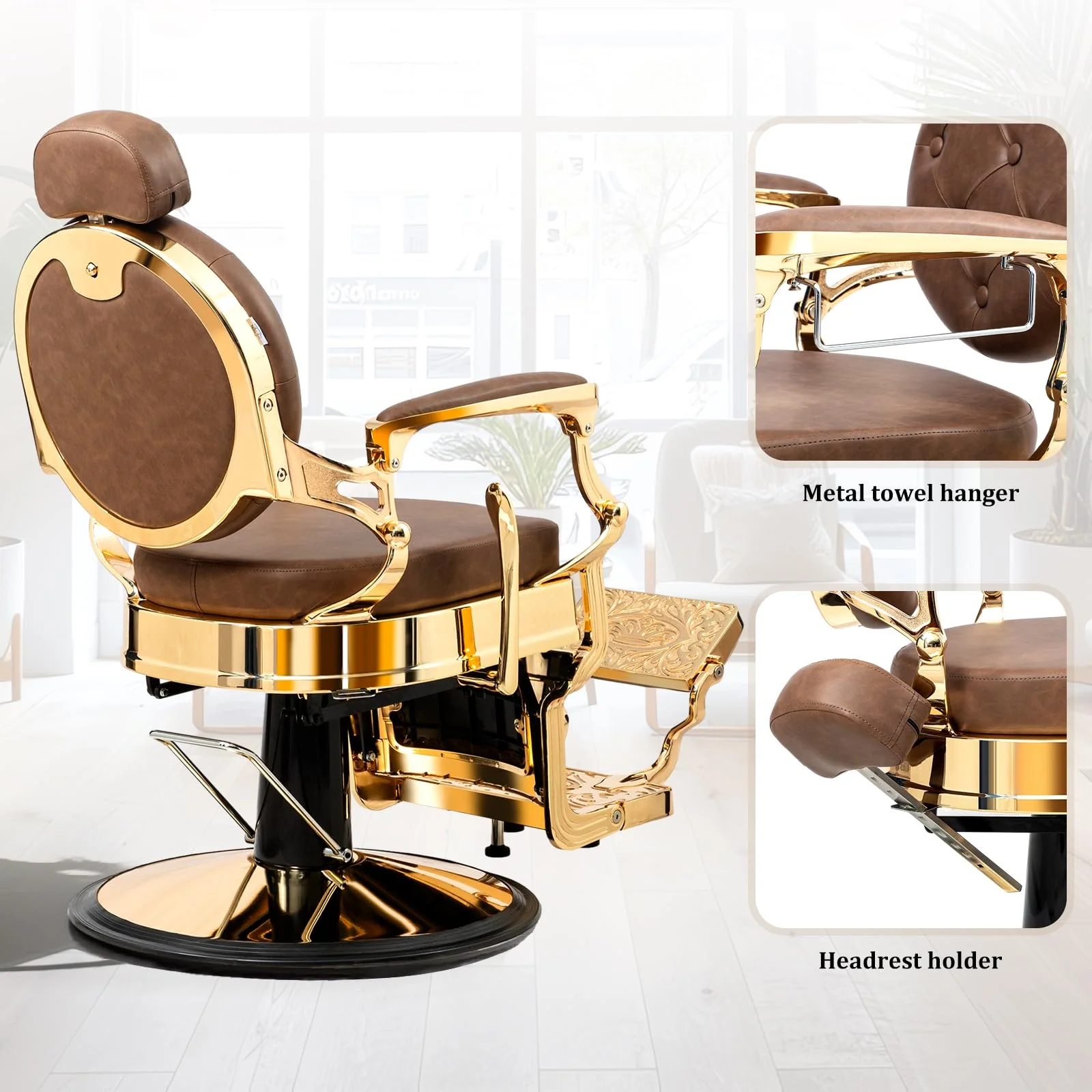 OmySalon BC1604 Retro Heavy Duty Hydraulic Recline Barber Chair - Image 26